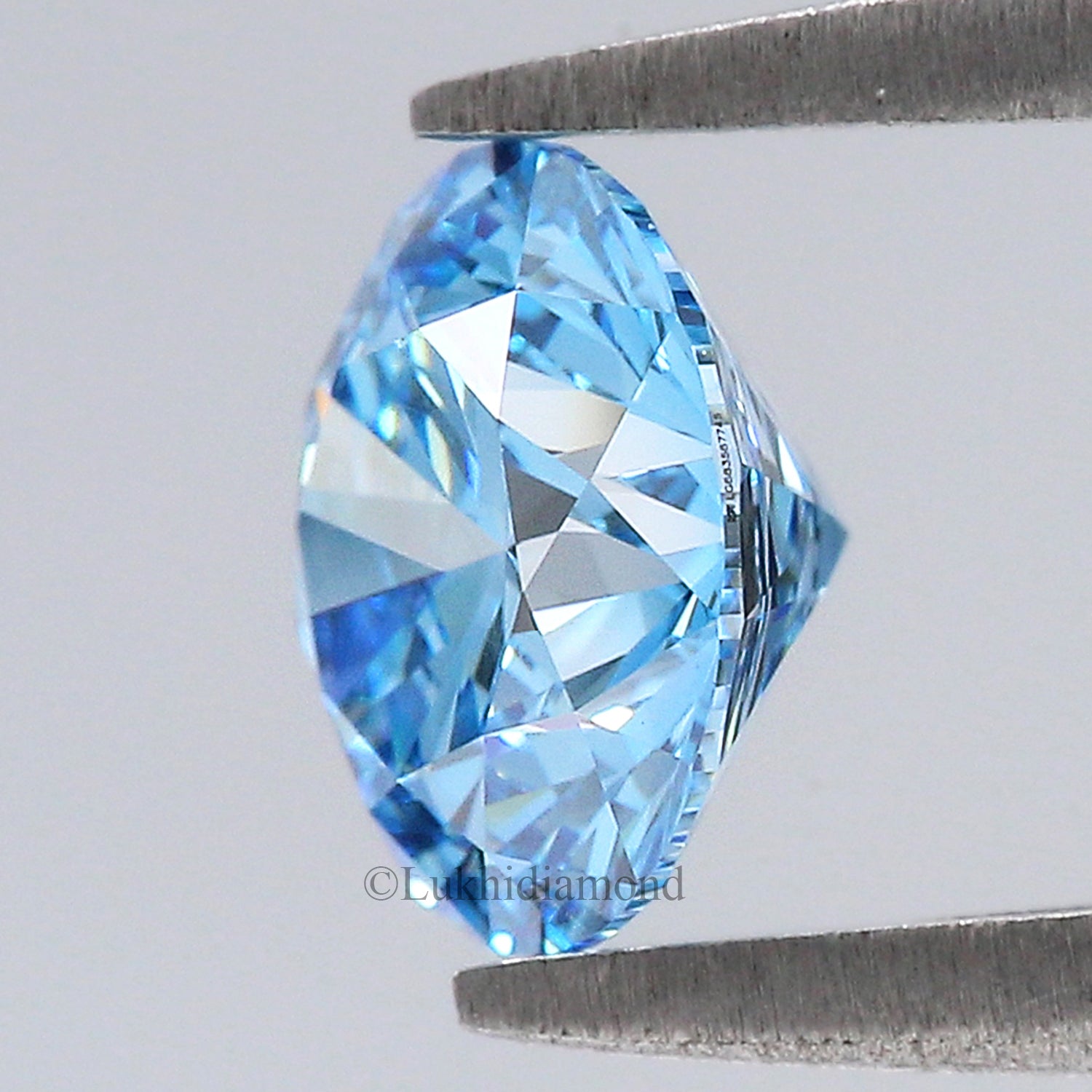 1.24 CT IGI Certified Round Brilliant Cut Fancy Vivid Blue Color VS1 Clarity Diamond Lab Grown Diamond Lab Created Round CVD Diamond L3298