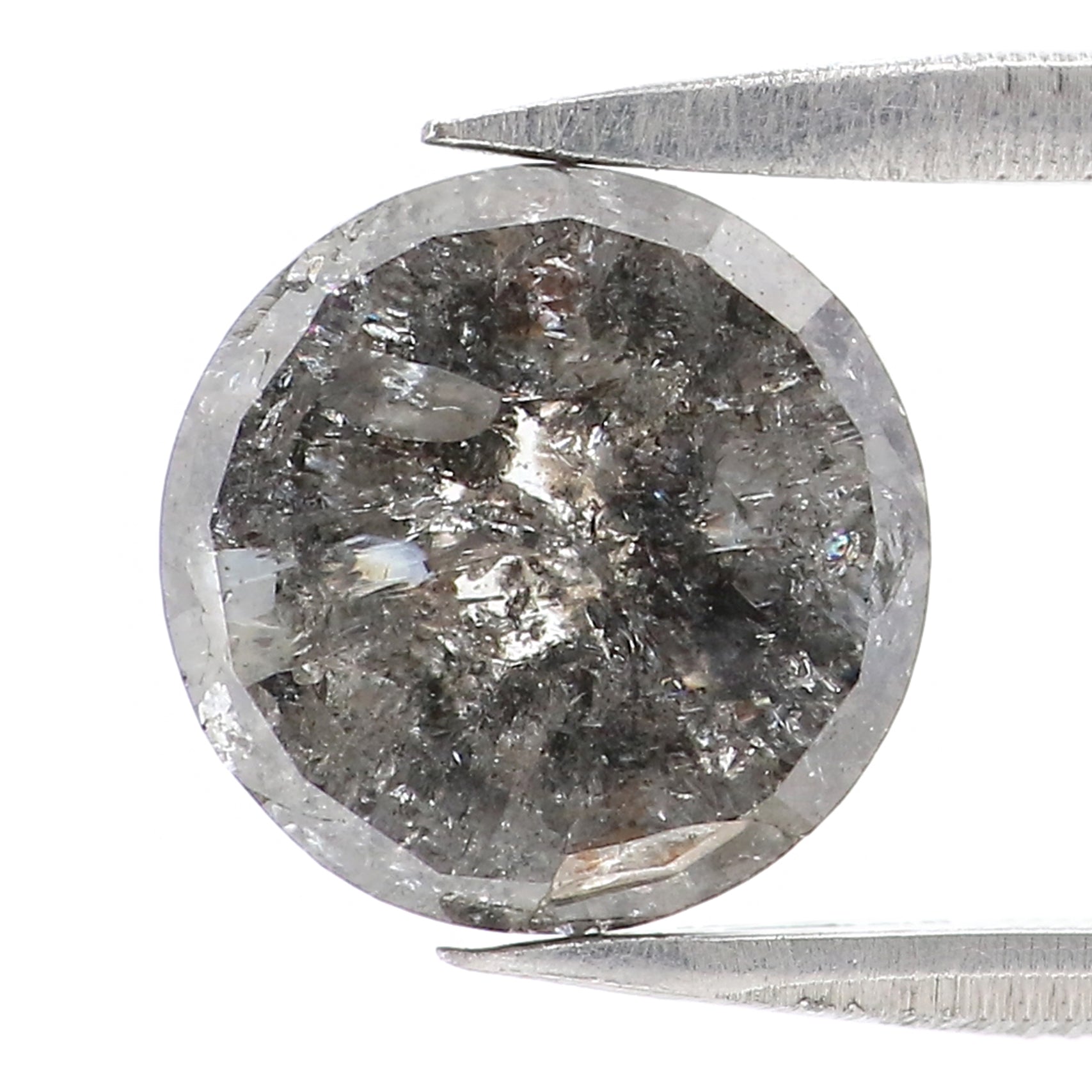 1.49 Ct Natural Loose Round Rose Cut Diamond Black Color Rose Cut Diamond 7.10 MM Natural Loose Salt And Pepper Rose Cut Diamond LQ9961