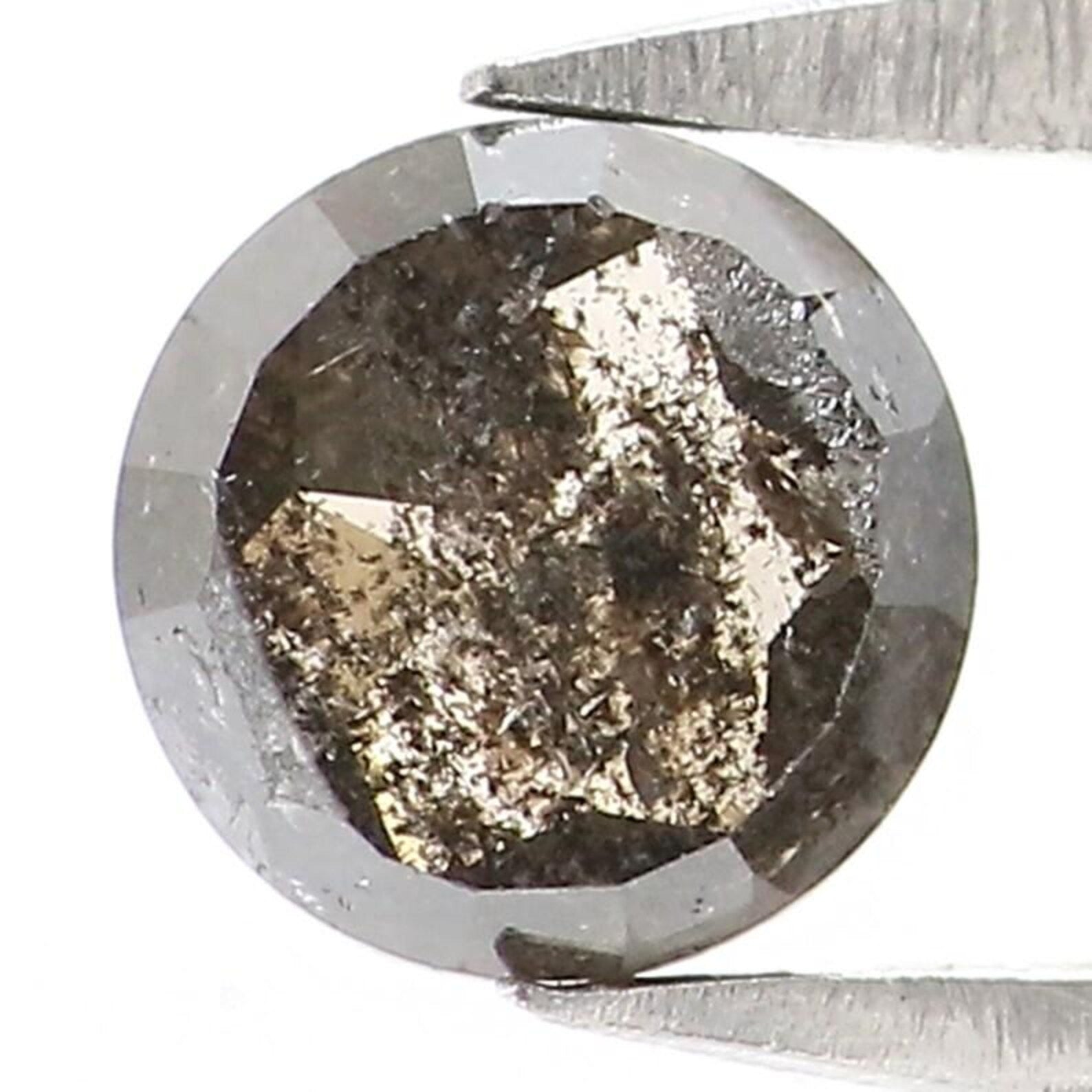 0.46 Ct Natural Loose Round Shape Diamond Salt And Pepper Round Cut Diamond 4.65 MM Natural Black Gray Color Round Rose Cut Diamond NQ2313