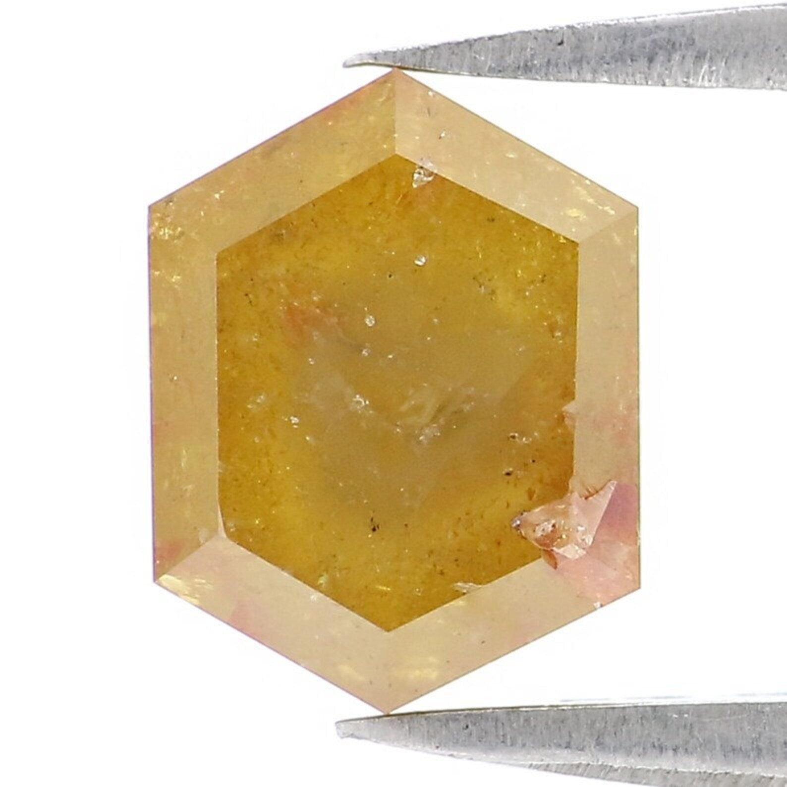 2.04 CT Natural Loose Hexagon Shape Diamond Yellow Color Hexagon Cut Diamond 8.45 MM Natural Diamond Yellow Hexagon Rose Cut Diamond NQ640