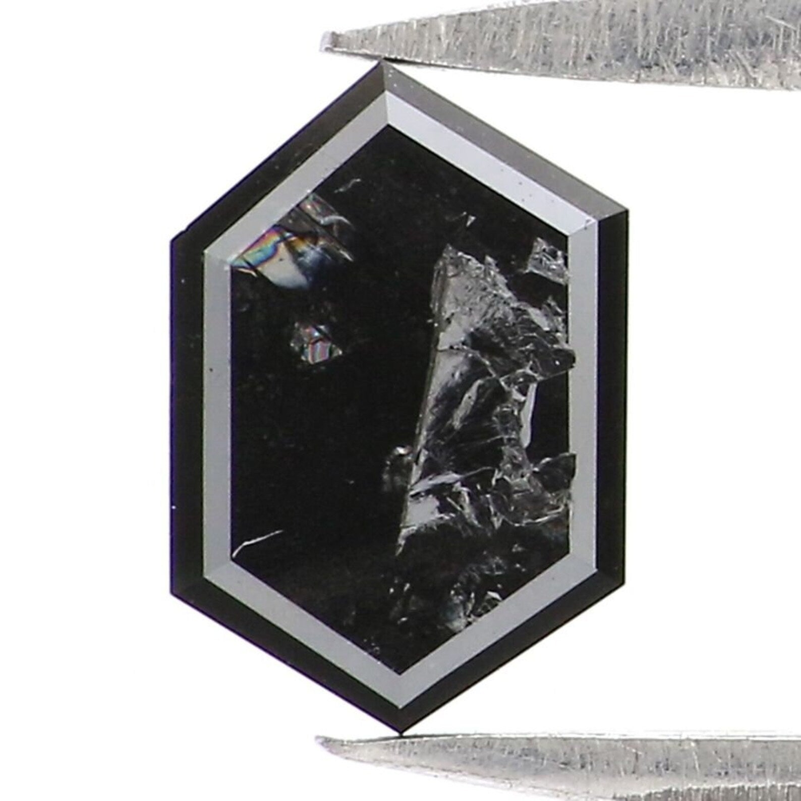 0.58 CT Natural Loose Hexagon Shape Diamond Black Color Hexagon Cut Diamond 6.80 MM Natural Diamond Black Hexagon Rose Cut Diamond QN2274