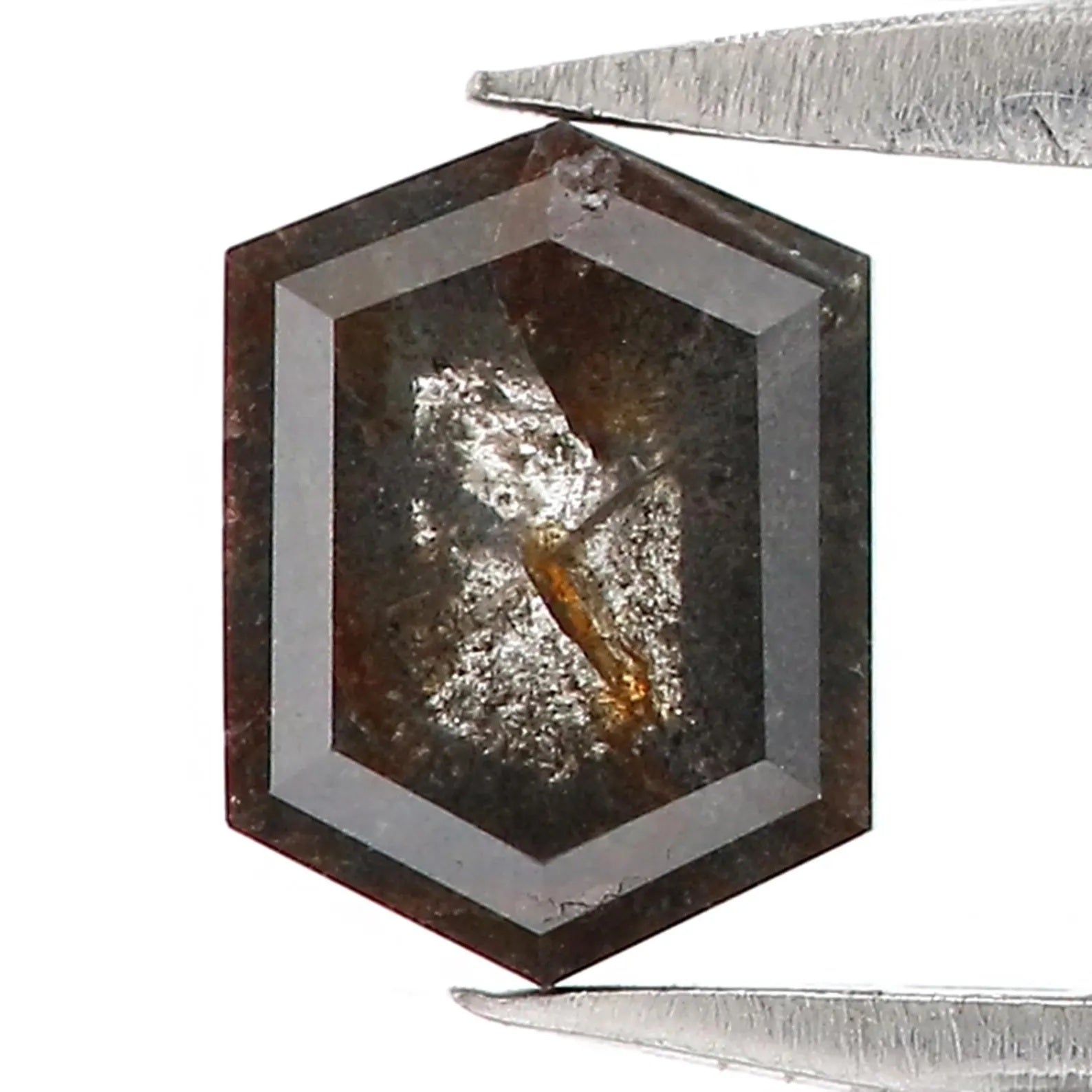 0.61 CT Natural Loose Hexagon Shape Diamond Salt And Pepper Hexagon Diamond 5.80 MM Natural Black Gray Color Hexagon Rose Cut Diamond NQ1255