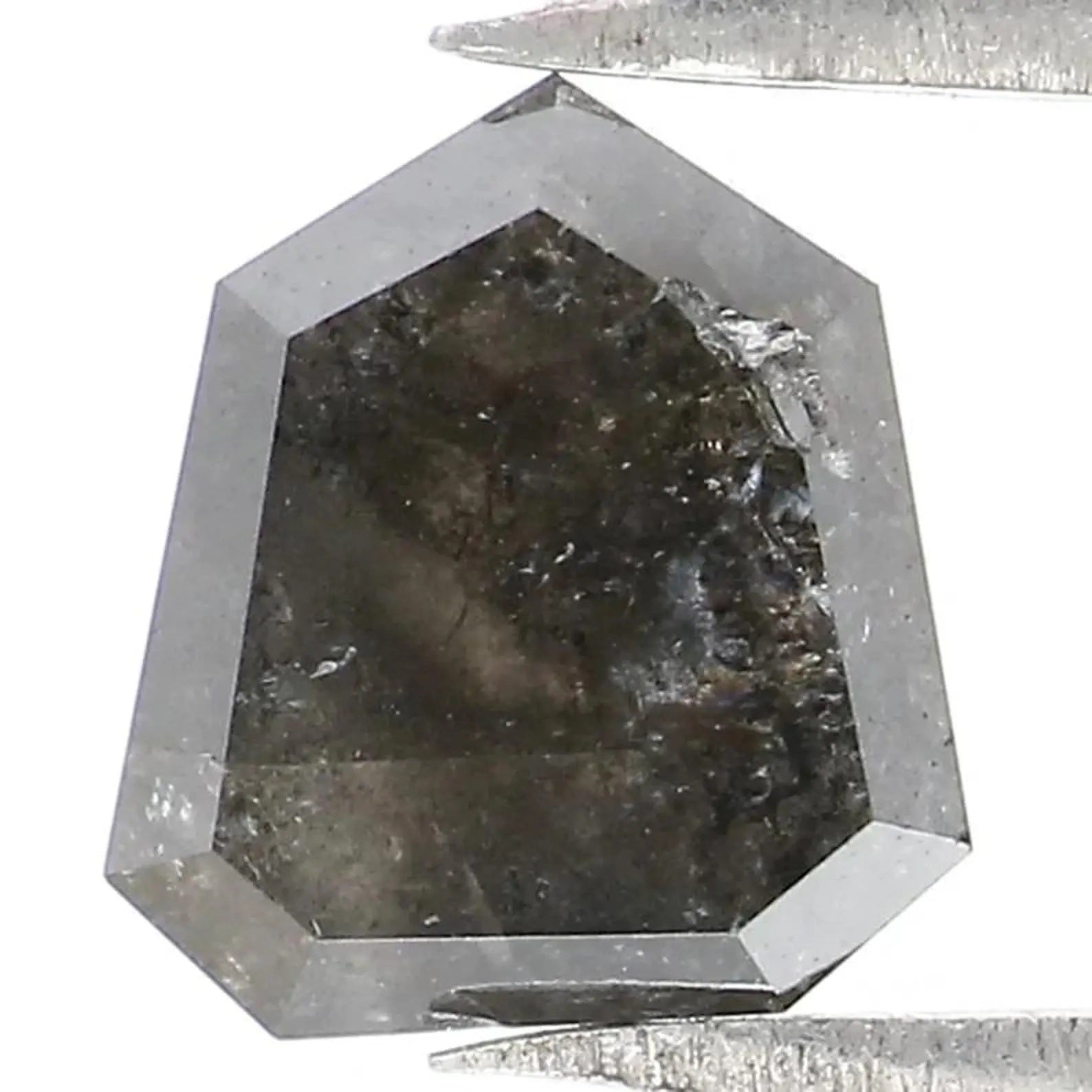 0.90 CT Natural Loose Shield Shape Diamond Salt And Pepper Shield Diamond 6.30 MM Natural Loose Black Color Shield Rose Cut Diamond NQ9209