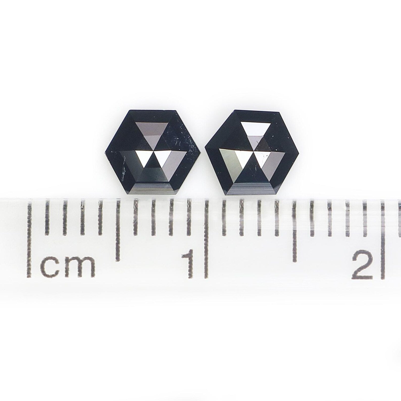 0.74 CT Natural Loose Hexagon Shape Pair Diamond Black Color Hexagon Cut Diamond 5.70 MM Natural Black Color Hexagon Rose Cut Diamond NQ2301