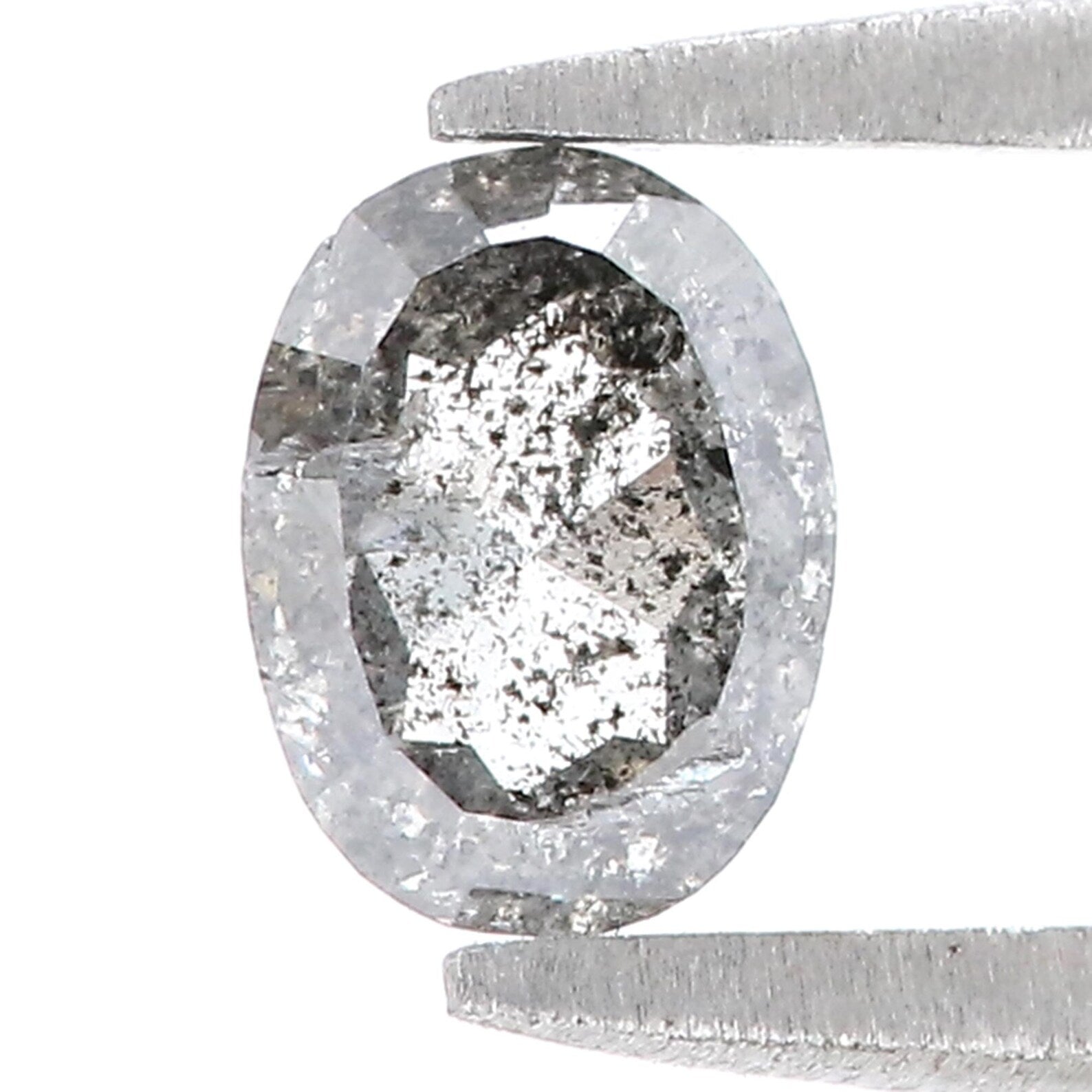 0.66 CT Natural Loose Oval Shape Diamond Salt And Pepper Diamond 6.25 MM Natural Loose Diamond Black Grey Color Oval Rose Cut Diamond QN830