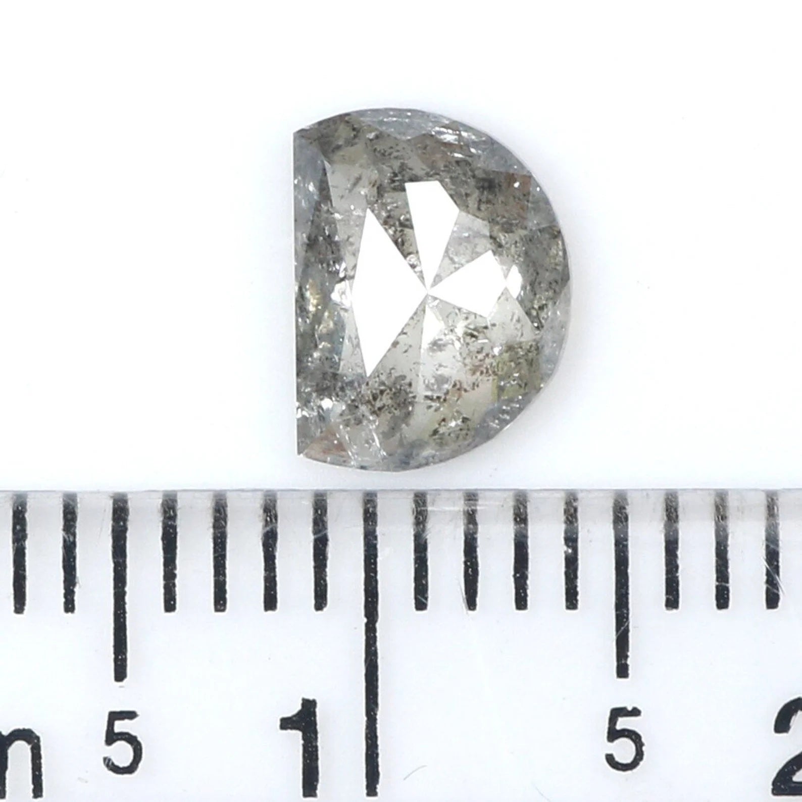 0.94 CT Natural Loose Half Moon Shape Diamond Salt And Pepper Half Moon Diamond Diamond 7.30 MM Black Grey Color Half Moon Cut Diamond QN725