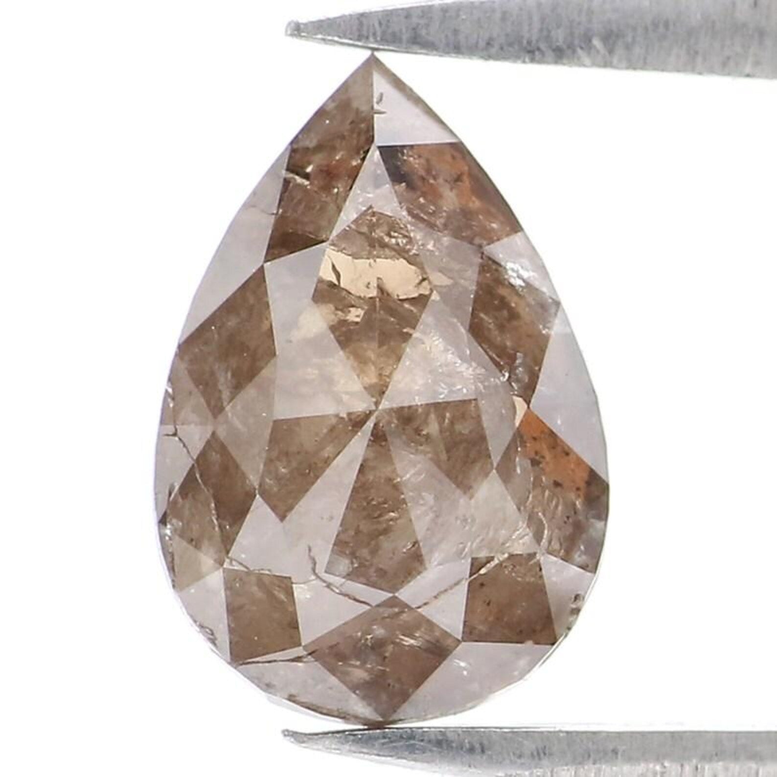 1.55 Ct Natural Loose Pear Shape Diamond Brown Color Pear Cut Diamond 9.05 MM Natural Loose Diamond Brown Color Pear Rose Cut Diamond NQ801
