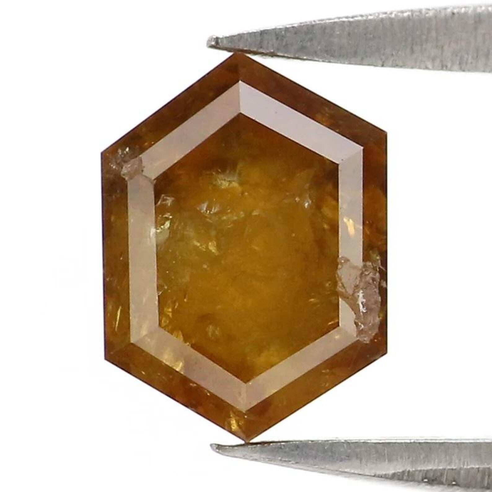 1.04 Ct Natural Loose Hexagon Shape Diamond Yellow Color Hexagon Diamond 7.05 MM Natural Loose Brown Color Hexagon Rose Cut Diamond NQ748