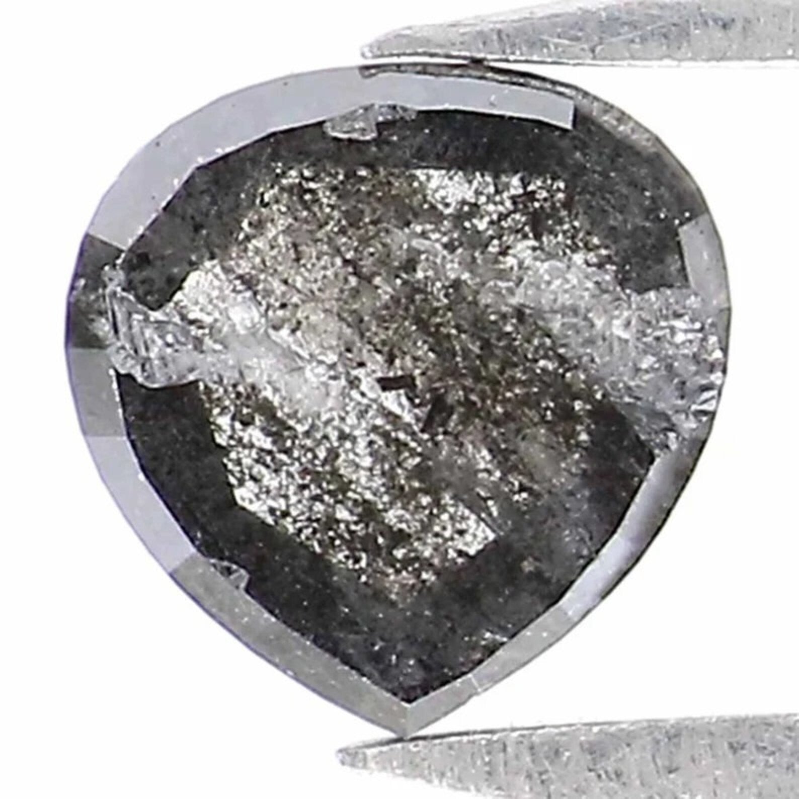 0.39 CT Natural Loose Heart Shape Diamond Salt And Pepper Heart Cut Diamond 4.80 MM Black Grey Color Heart Shape Rose Cut Diamond NQ9299