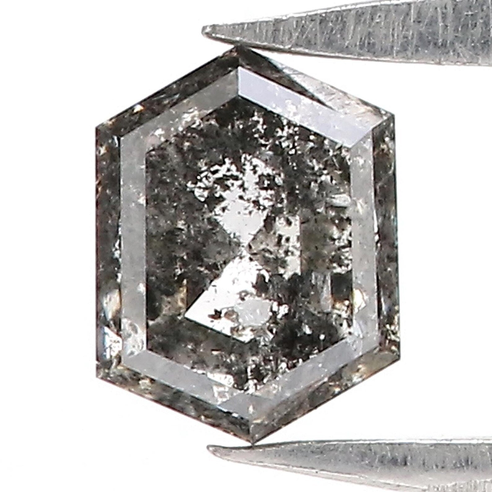 0.57 Ct Natural Loose Hexagon Shape Diamond Salt And Pepper Hexagon Cut Diamond 5.40 MM Natural Loose Black Color Hexagon Cut Diamond QN747