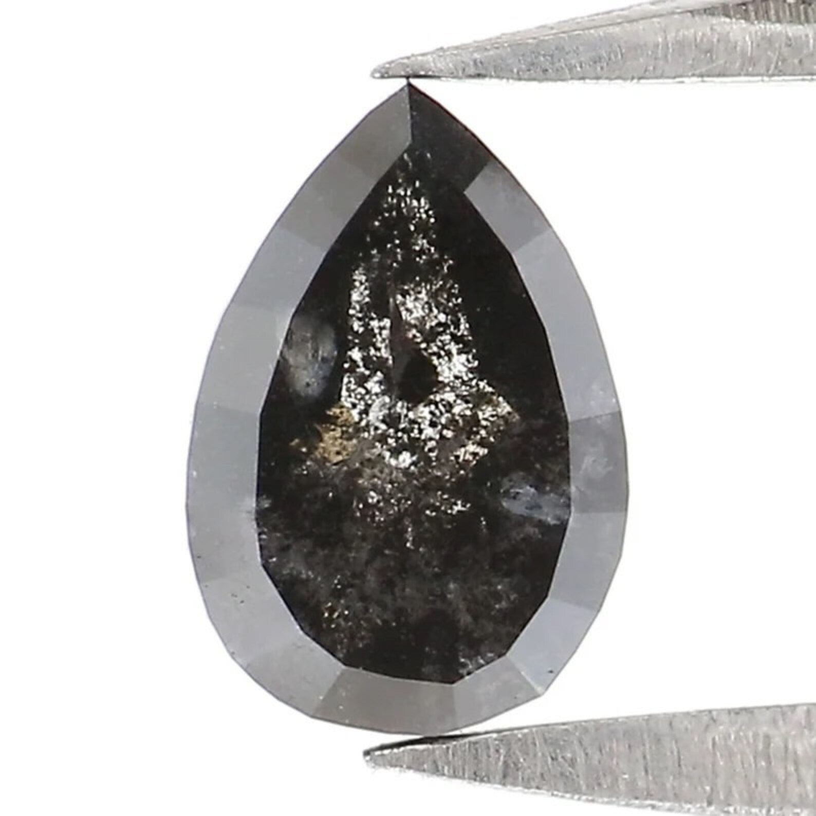 0.41 CT Natural Loose Pear Shape Diamond Salt And Pepper Pear Diamond 6.10 MM Natural Diamond Black Grey Color Pear Rose Cut Diamond NQ2142
