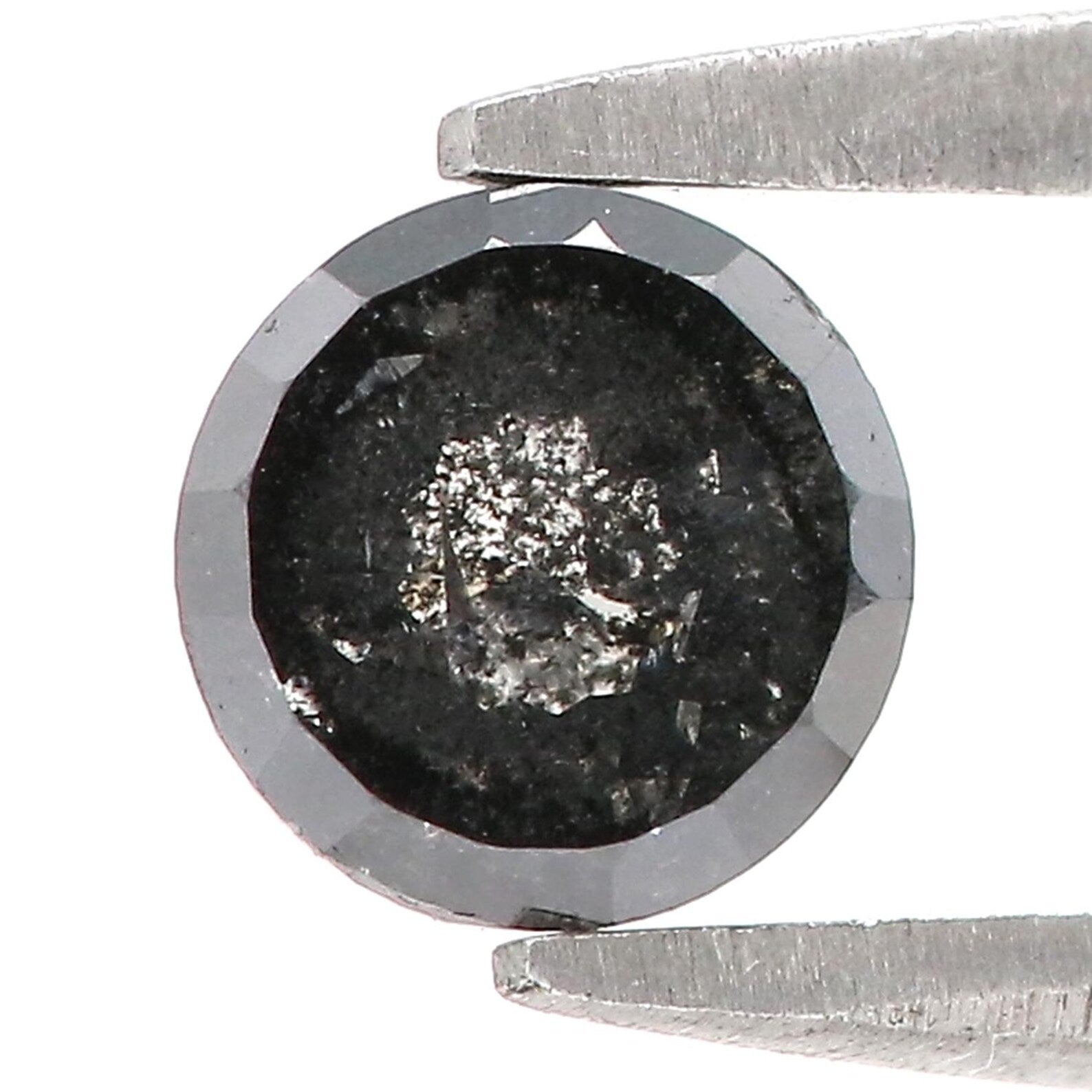 0.83 Ct Natural Loose Round Rose Cut Diamond Salt And Pepper Diamond 5.30 MM Natural Black Gray Color Round Rose Cut Diamond QN9672