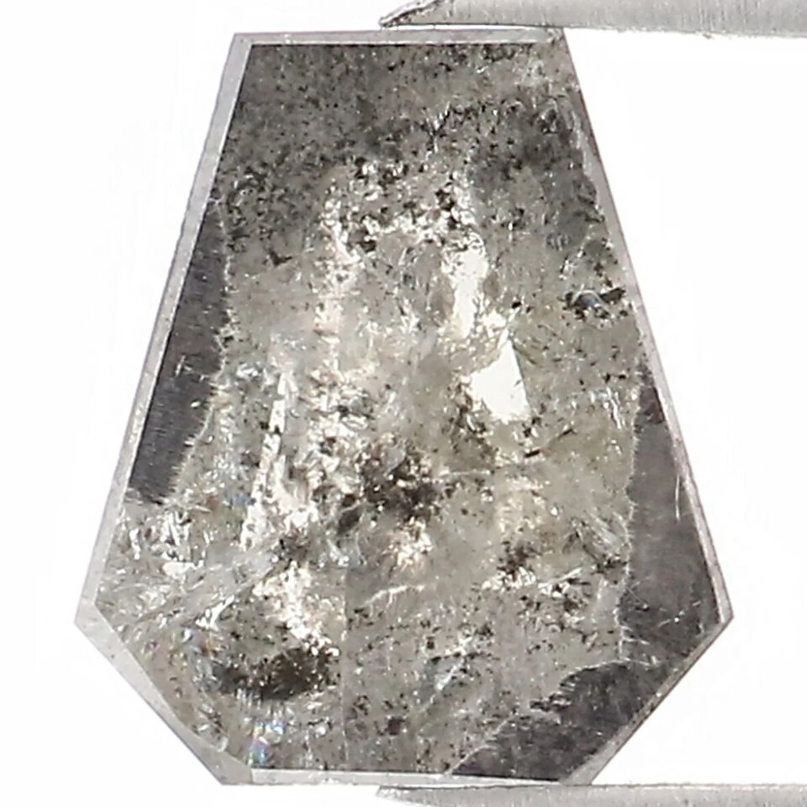 0.97 CT Natural Loose Coffin Shape Diamond Salt And Pepper Coffin Cut Diamond 6.70 MM Black Grey Color Coffin Shape Rose Cut Diamond QN1553