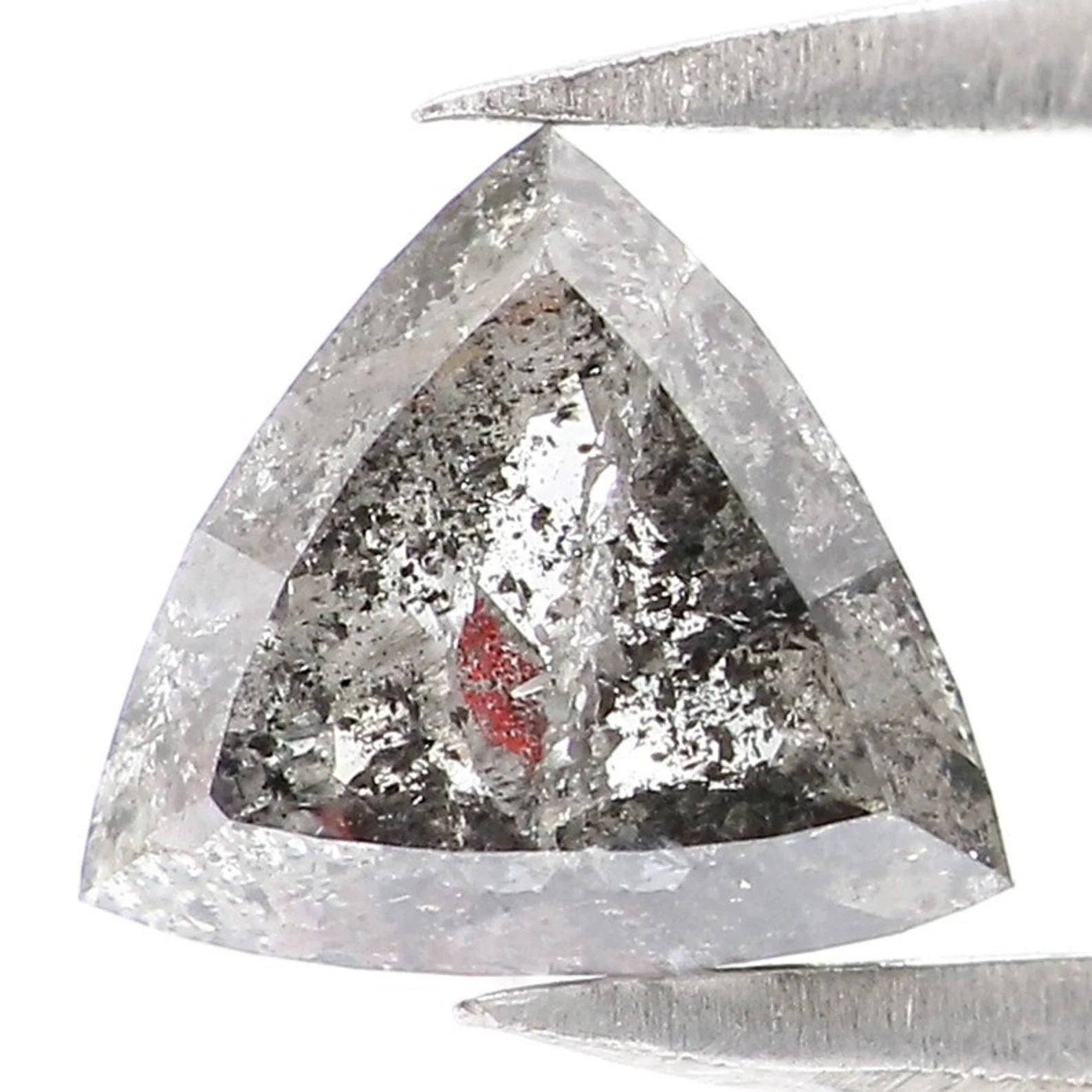 0.80 CT Natural Loose Triangle Diamond Salt And Pepper Triangle Diamond 6.20 MM Natural Black Grey Color Triangle Rose Cut Diamond NQ9544
