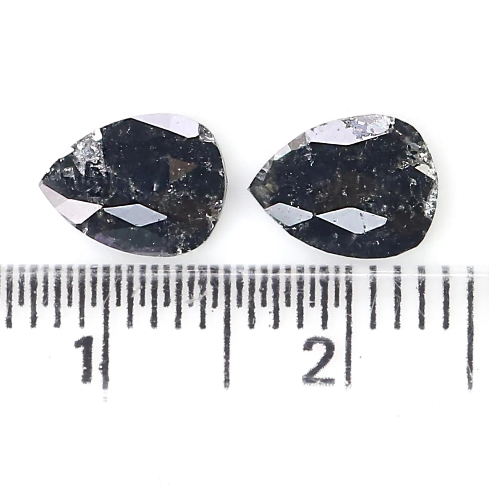 1.44 CT Natural Loose Pear Shape Pair Diamond Black Grey Color Pear Cut Diamond 7.85 MM Natural Loose Diamond Pear Rose Cut Diamond NQ2544