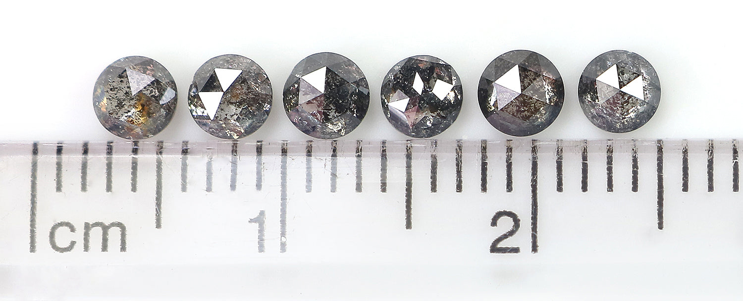 1.16 Ct Natural Loose Round Rose Cut Diamond Salt And Pepper Round Shape Diamond 3.50 MM Natural Black Grey Round Rose Cut Diamond LQ2785