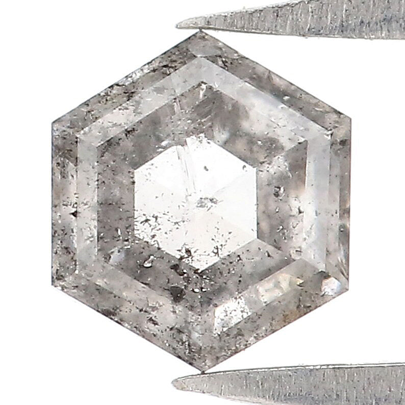 0.39 Ct Natural Loose Hexagon Shape Diamond Salt And Pepper Hexagon Cut Diamond 5.10 MM Natural Grey Diamond Hexagon Rose Cut Diamond QL2521