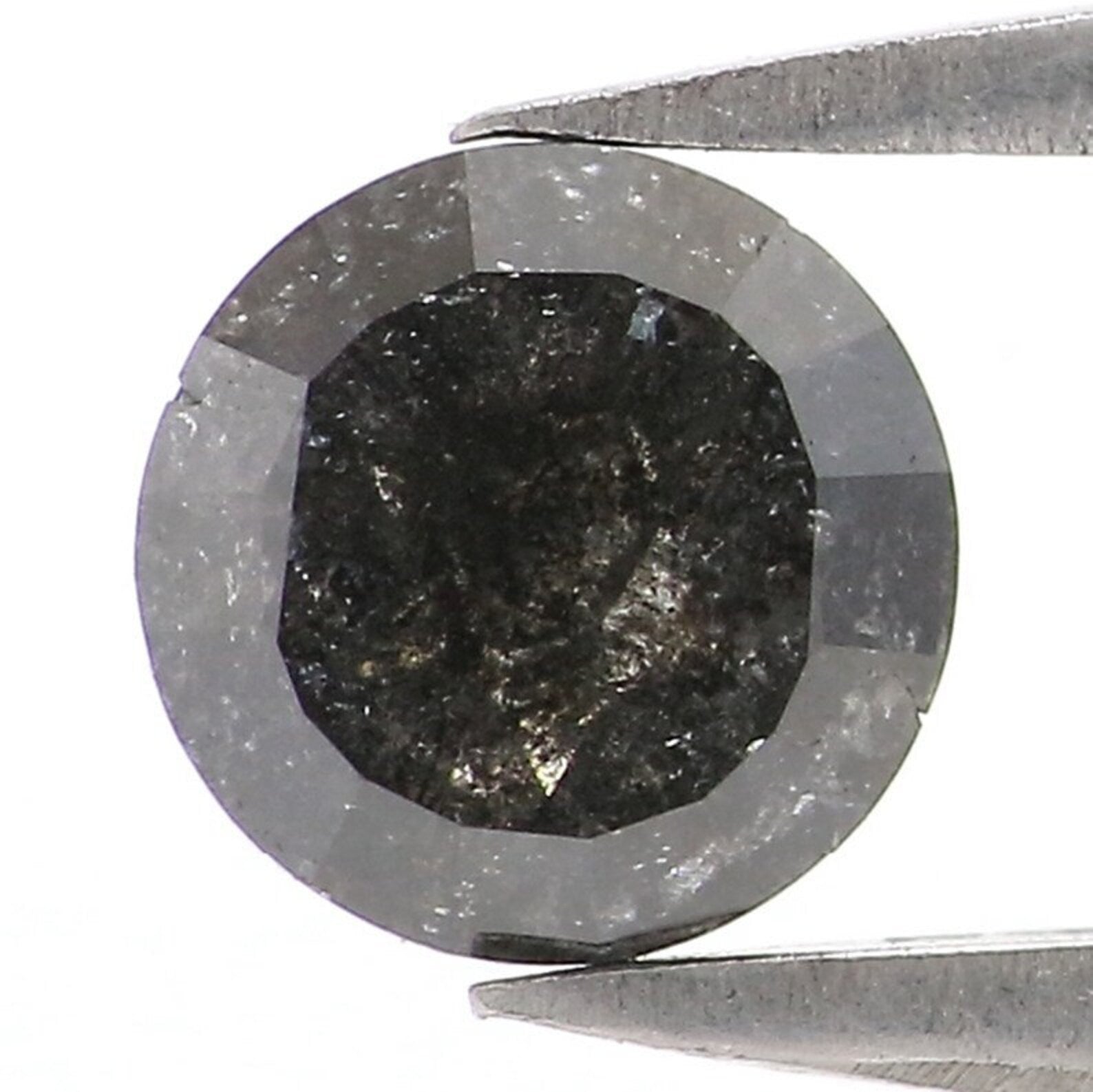 0.77 CT Natural Loose Round Cut Diamond Salt And Pepper Diamond 5.45 MM Natural Loose Diamond Black Grey Color Round Rose Cut Diamond NQ740