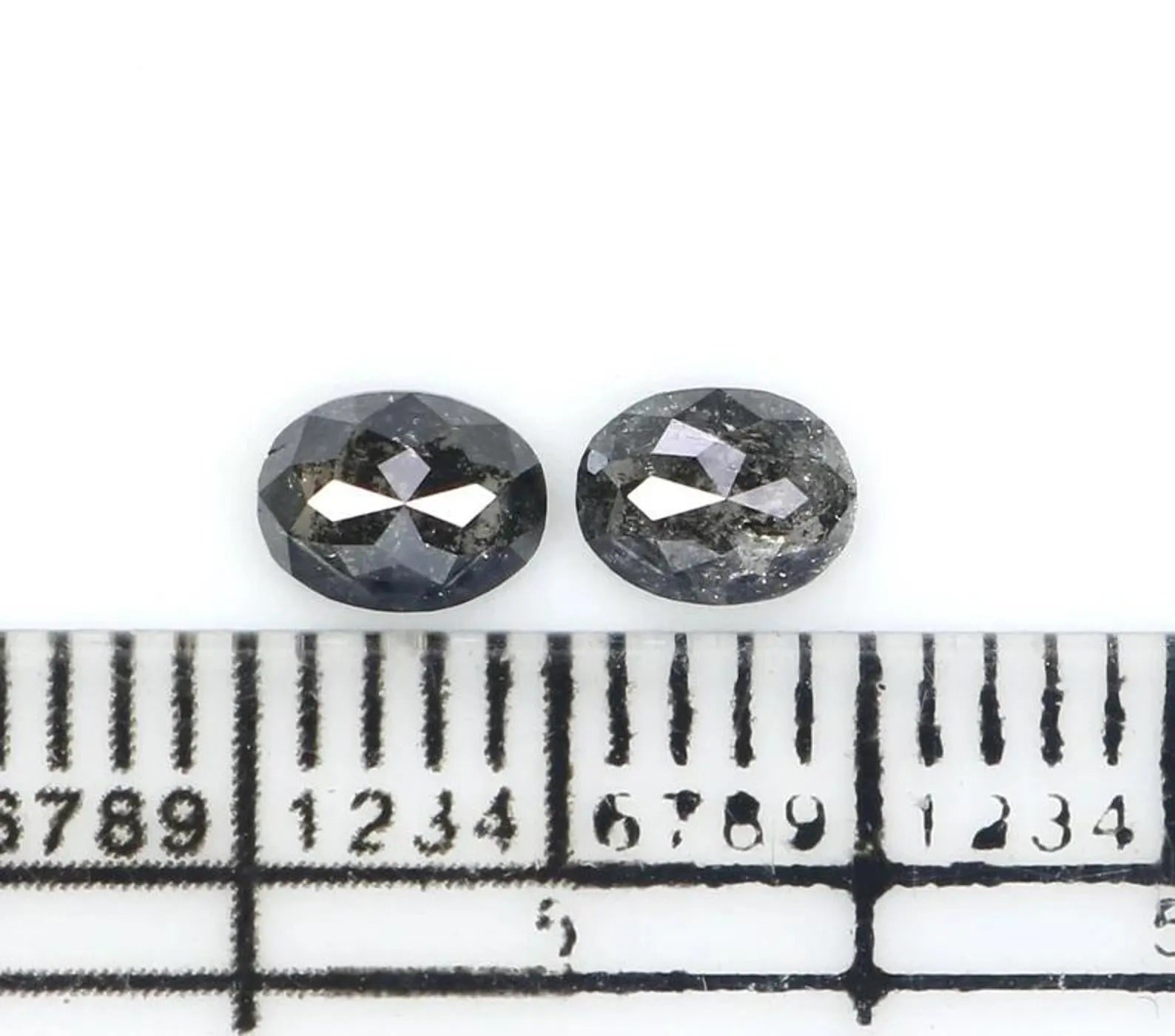 0.52 Ct Natural Loose Oval Shape Pair Diamond Salt And Pepper Oval Cut Diamond 4.70 MM Natural Black Gray Color Oval Rose Cut Diamond NQ2304