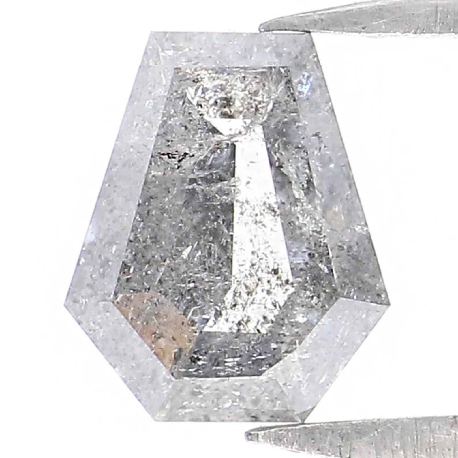 0.61 CT Natural Loose Coffin Shape Diamond Salt And Pepper Coffin Diamond 6.20 MM Natural Black Gray Color Coffin Rose Cut Diamond QN1888