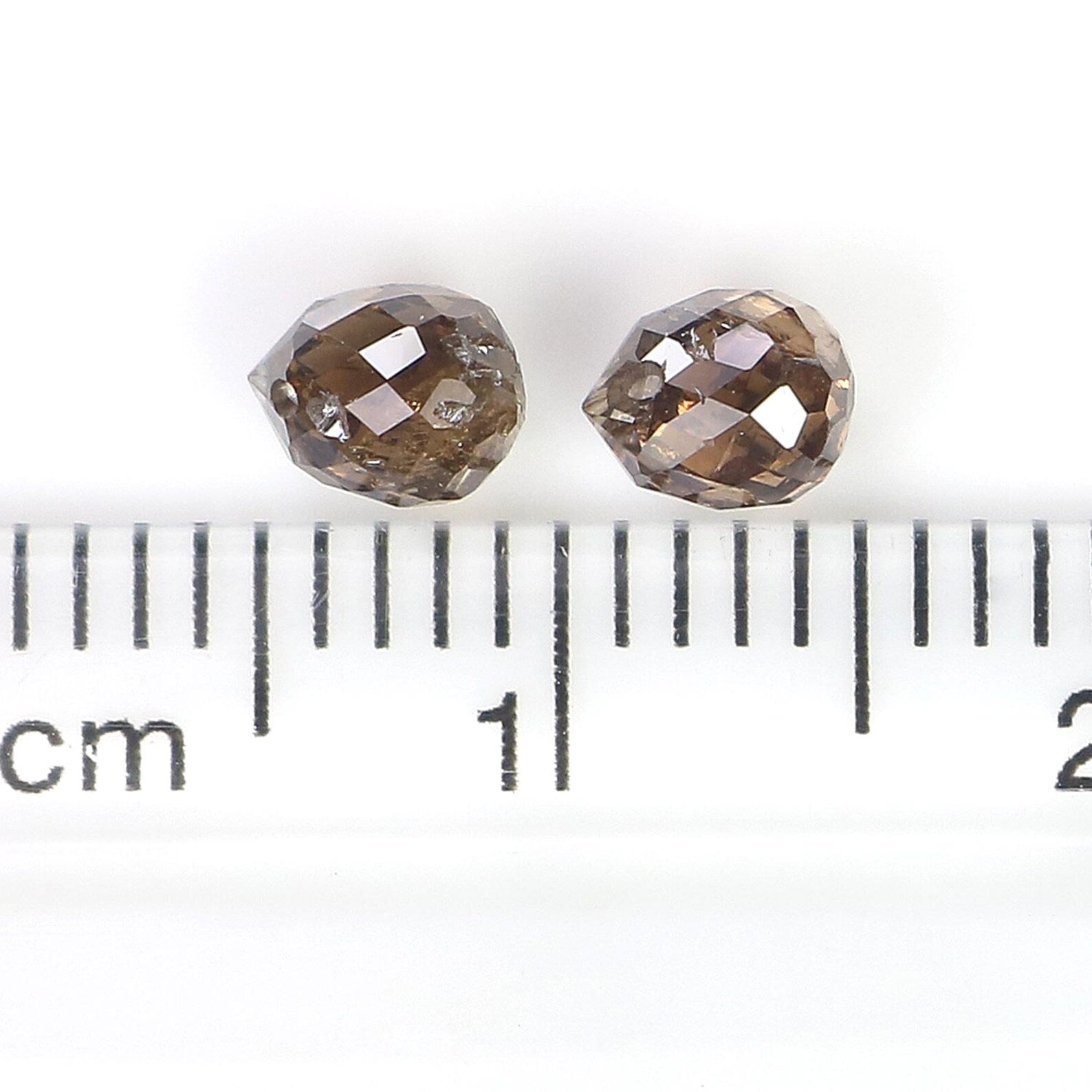 1.07 CT Natural Loose Drop Shape Pair Diamond Brown Color briolette Diamond 4.50 MM Natural Diamond Brown Color Drop Rose Cut Diamond NQ867