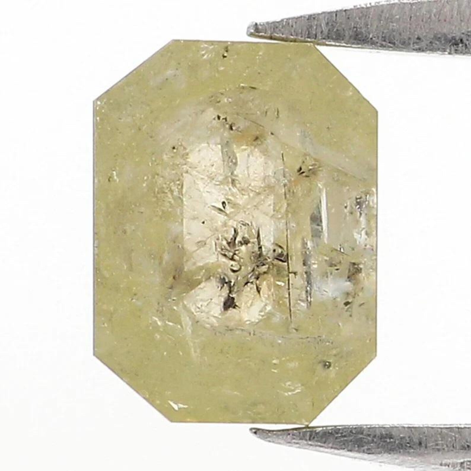 0.59 CT Natural Loose Emerald Shape Diamond Yellow Color Emerald Diamond 6.10 MM Natural Loose Green Color Emerald Rose Cut Diamond NQ8710