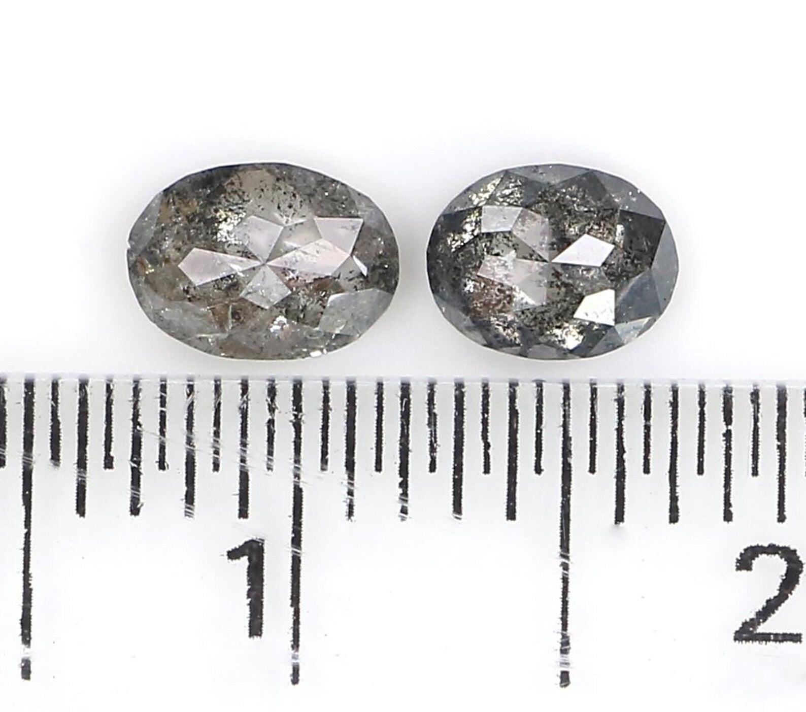0.57 CT Natural Loose Oval Cut Pair Diamond Salt And Pepper Oval Diamond 4.70 MM Natural Loose Black Gray Color Oval Rose Cut Diamond NQ2108