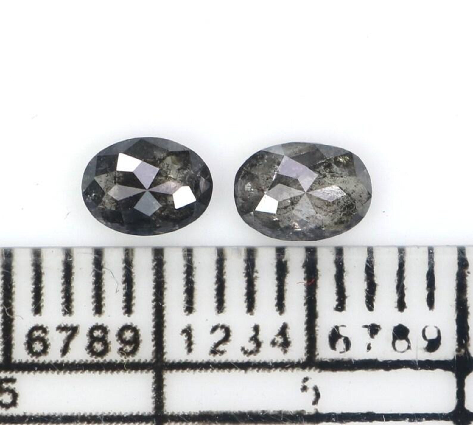 0.43 Ct Natural Loose Oval Shape Pair Diamond Salt And Pepper Oval Cut Diamond 4.60 MM Natural Black Gray Color Oval Rose Cut Diamond NQ2299