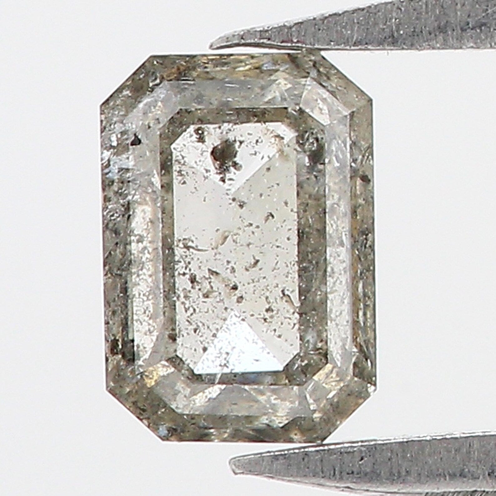 0.41 CT Natural Loose Emerald Shape Diamond Salt And Pepper Emerald Diamond 5.15 MM Natural Black Grey Color Emerald Rose Cut Diamond NQ2560