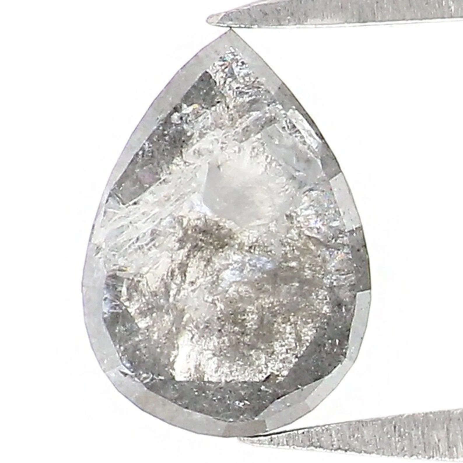 0.44 CT Natural Loose Pear Shape Diamond Salt And Pepper Pear Diamond 6.40 MM Natural Loose Grey Color Pear Shape Rose Cut Diamond NQ9467