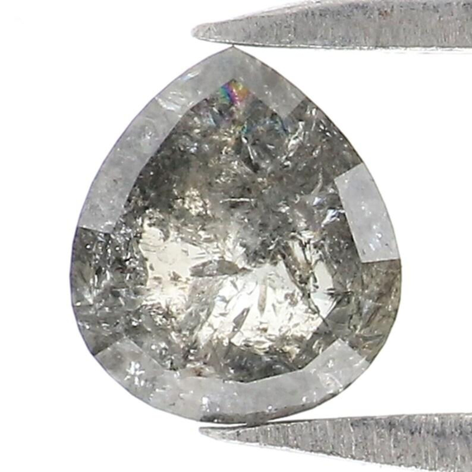 0.45 Ct Natural Loose Pear Shape Diamond Salt And Pepper Pear Diamond 4.90 MM Natural Diamond Black Grey Color Pear Rose Cut Diamond NQ9267