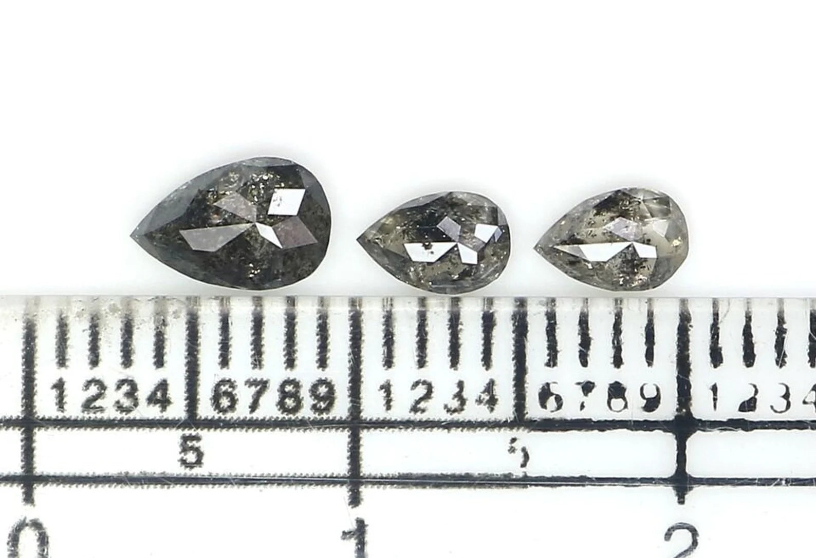 0.93 CT Natural Loose Pear Cut Diamond Salt And Pepper Pear Cut Diamond 6.25 MM Natural Black Grey Color Pear Shape Rose Cut Diamond NQ2427