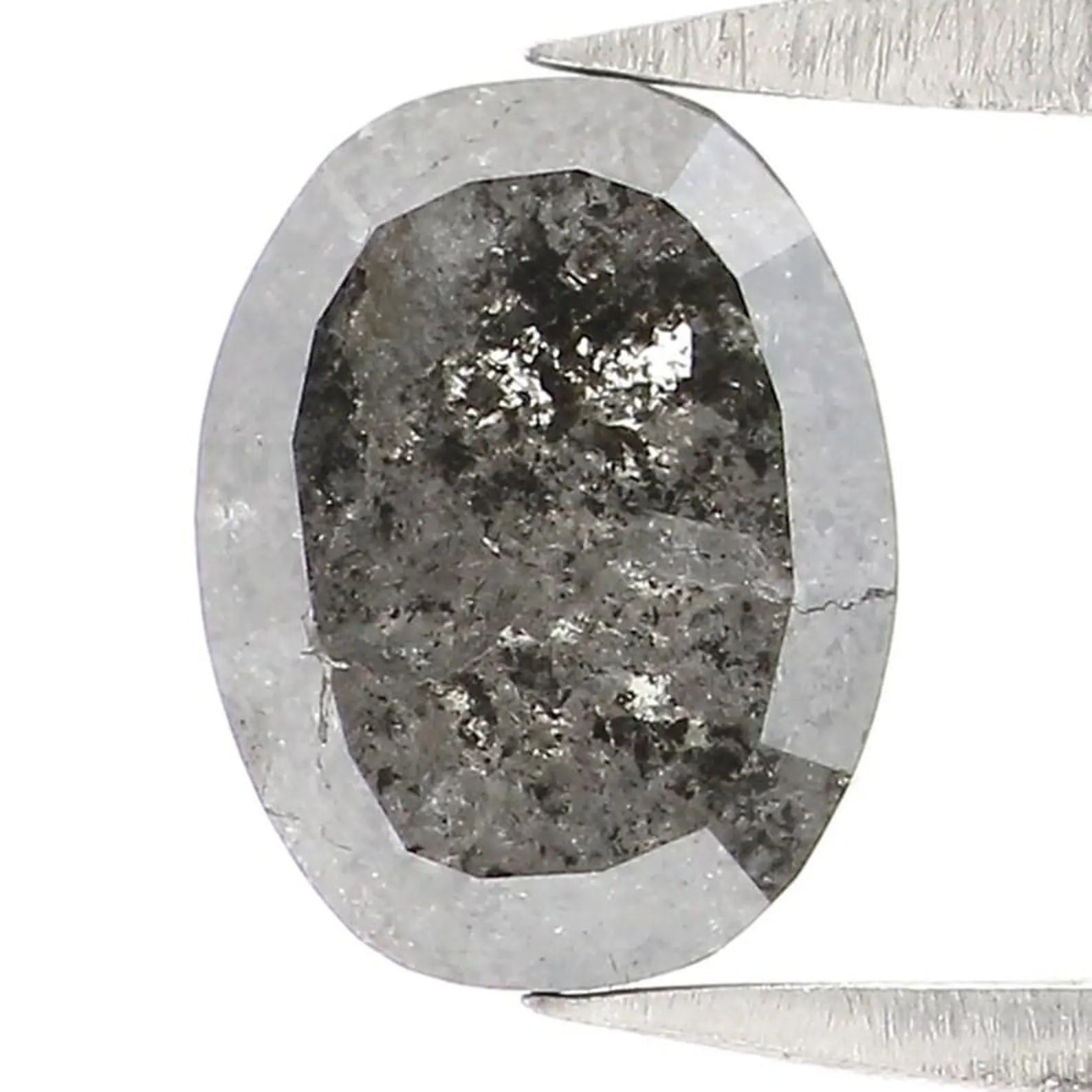 1.03 CT Natural Loose Oval Shape Diamond Salt And Pepper Oval Diamond 6.90 MM Natural Diamond Black Grey Color Oval Rose Cut Diamond NQ1352
