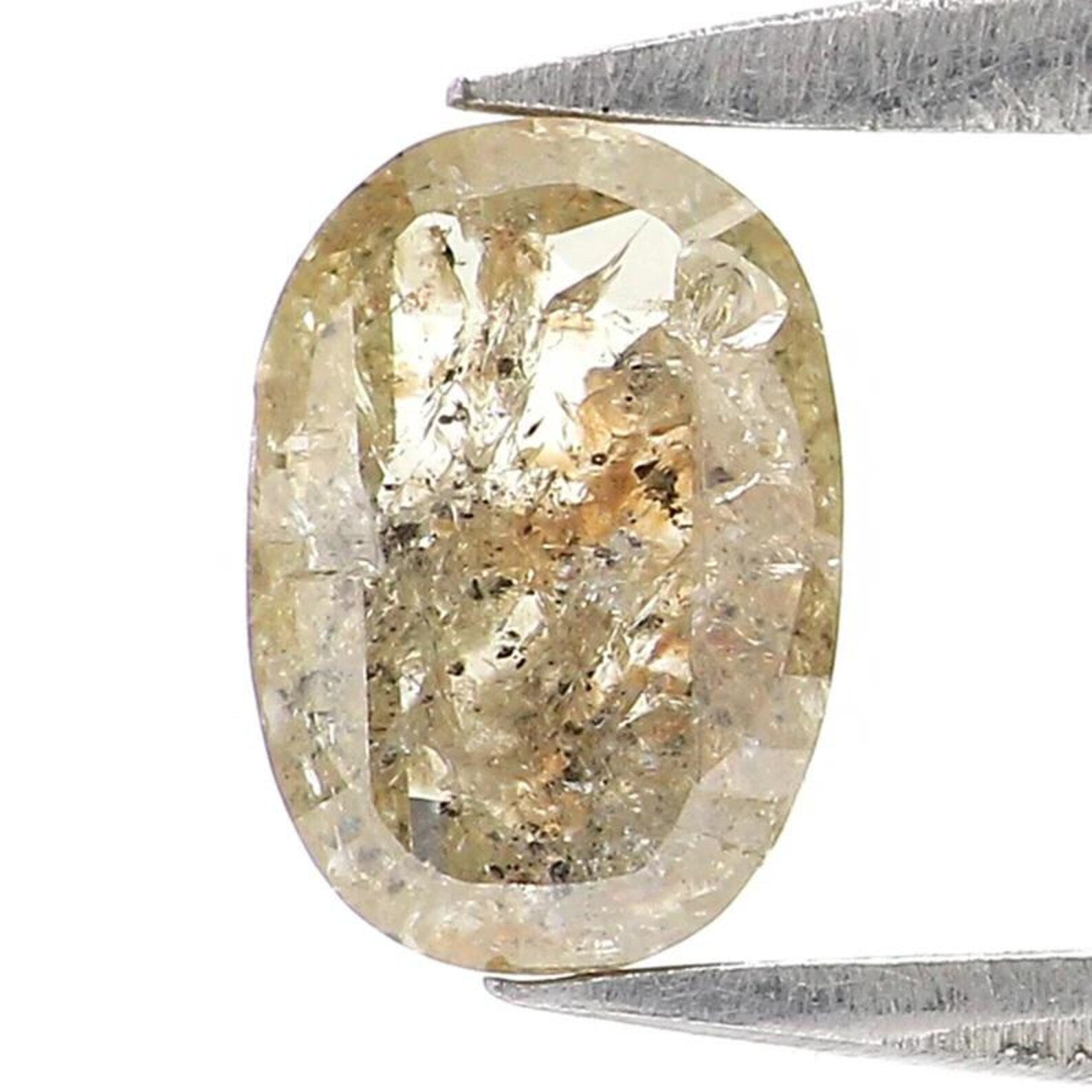 0.67 CT Natural Loose Oval Shape Diamond Salt And Pepper Oval Diamond 6.45 MM Natural Loose Diamond Gray Color Oval Rose Cut Diamond NQ416