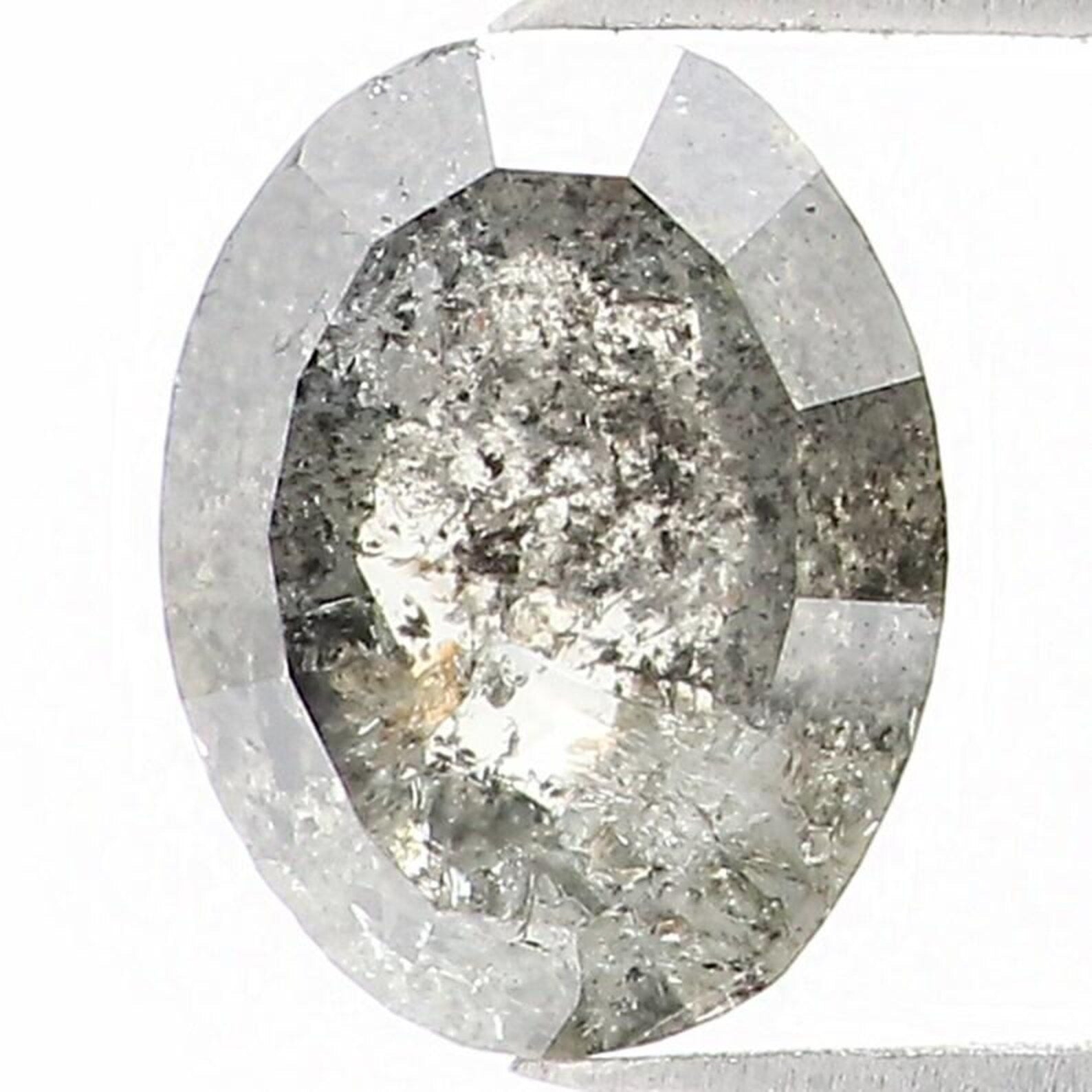 0.63 Ct Natural Loose Oval Shape Diamond Salt And Pepper Oval Cut Diamond 6.00 MM Natural Black Grey Color Oval Rose Cut Diamond NQ1529