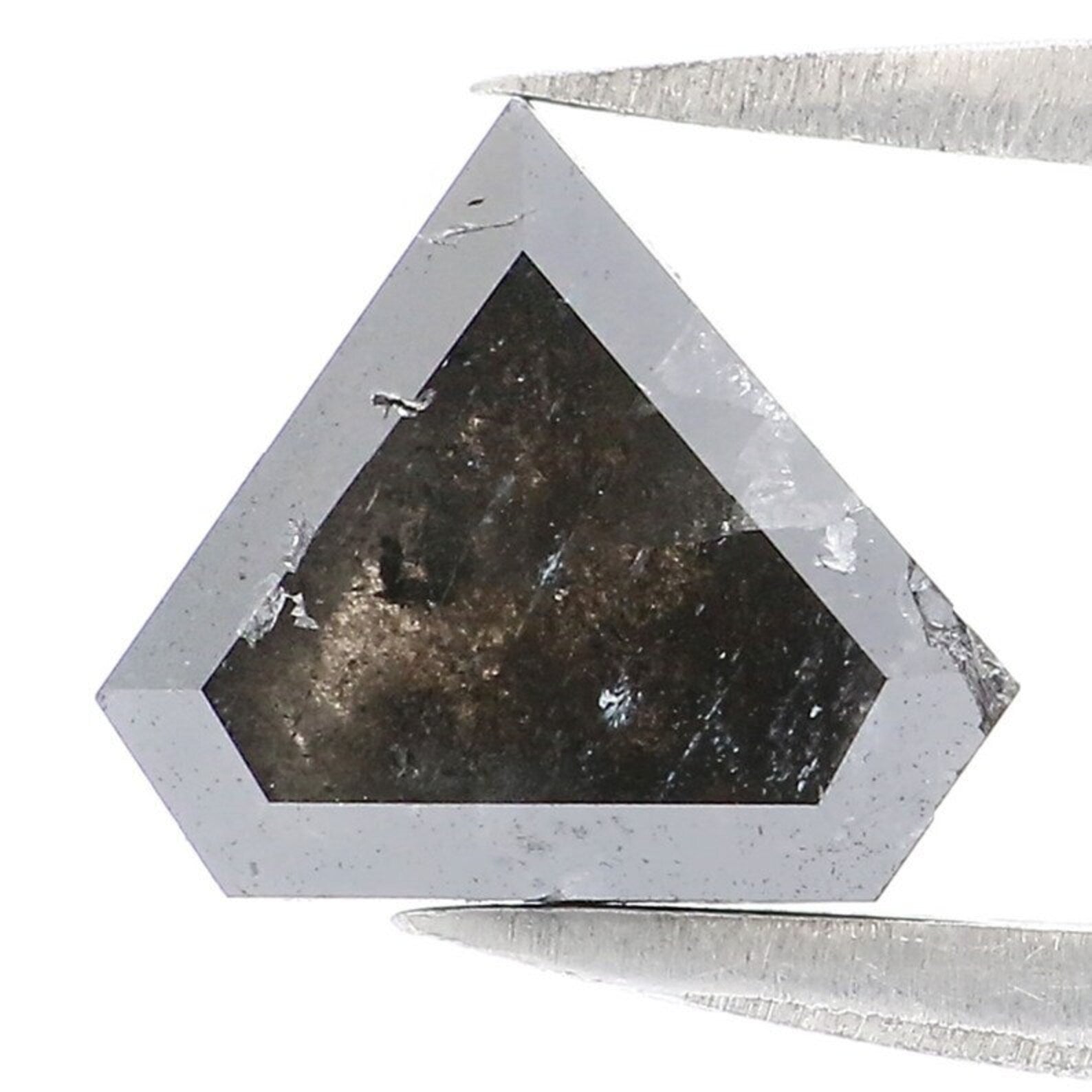 1.44 CT Natural Loose Shield Shape Diamond Black Color Shield Cut Diamond 7.15 MM Natural Diamond Black Color Shield Rose Cut Diamond NQ9100