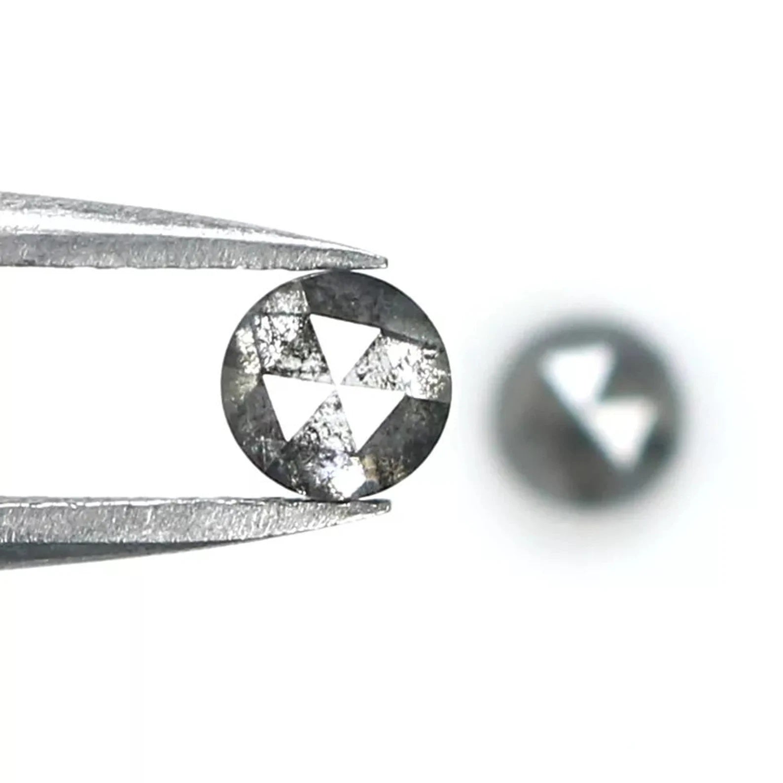 0.78 Ct Natural Loose Round Shape Pair Diamond Salt And Pepper Round Diamond 4.20 MM Natural Black Grey Color Round Rose Cut Diamond QN1791