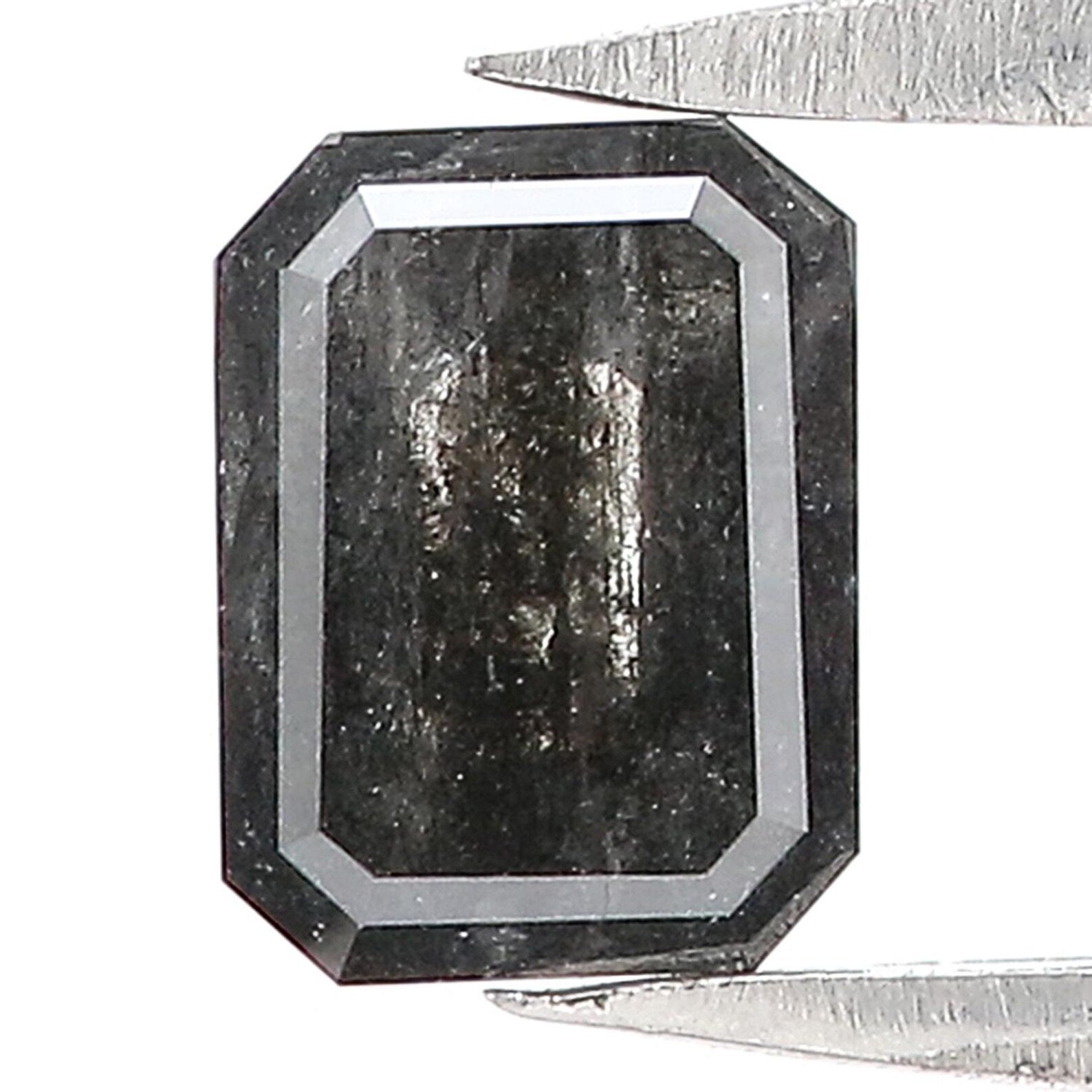 0.84 CT Natural Loose Emerald Shape Diamond Salt And Pepper Emerald Cut Diamond 6.20 MM Black Grey Color Emerald Rose Cut Diamond QN257