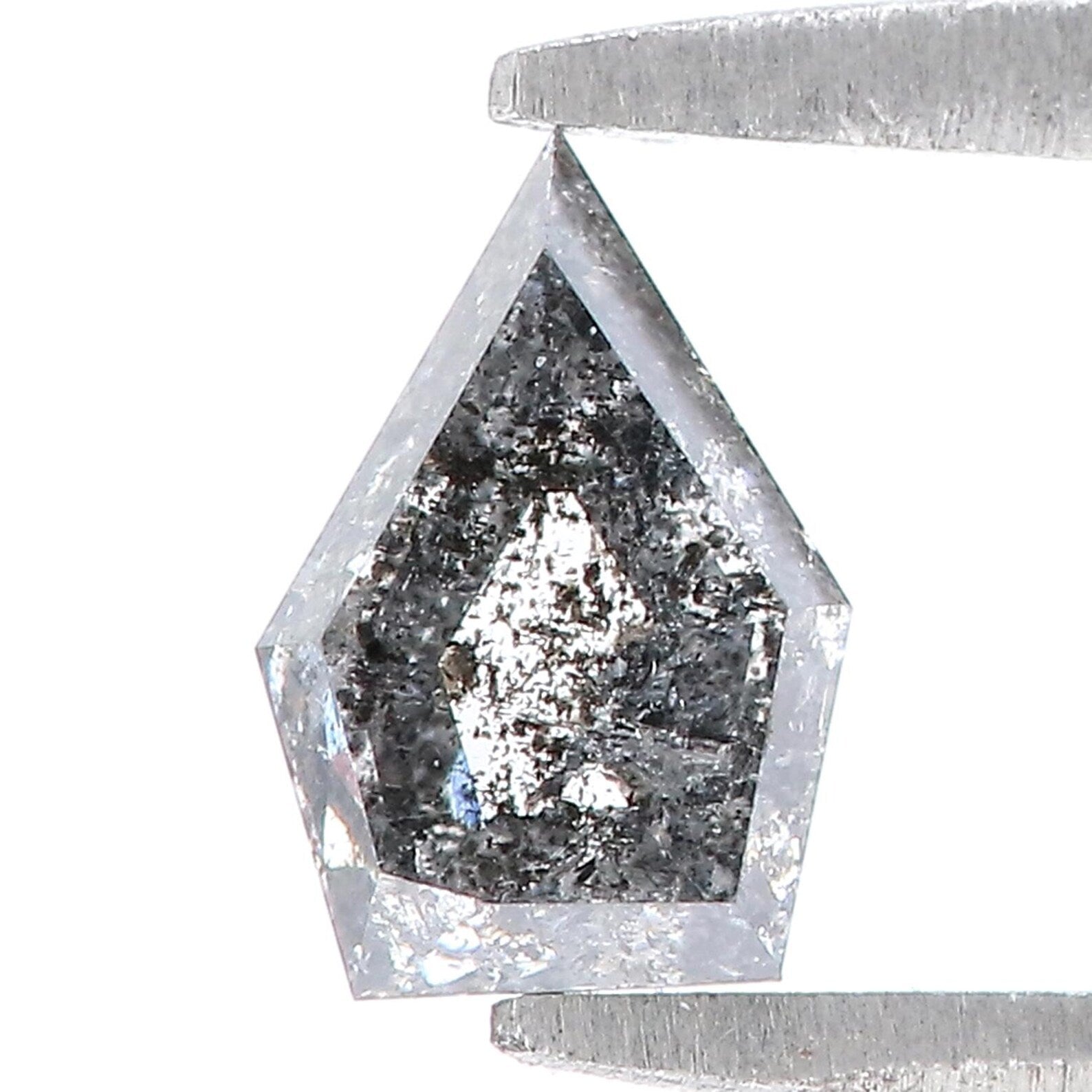 0.58 Ct Natural Loose Shield Shape Diamond Salt And Pepper Shield Diamond 6.60 MM Natural Loose Black Grey Color Shield Cut Diamond QN8843