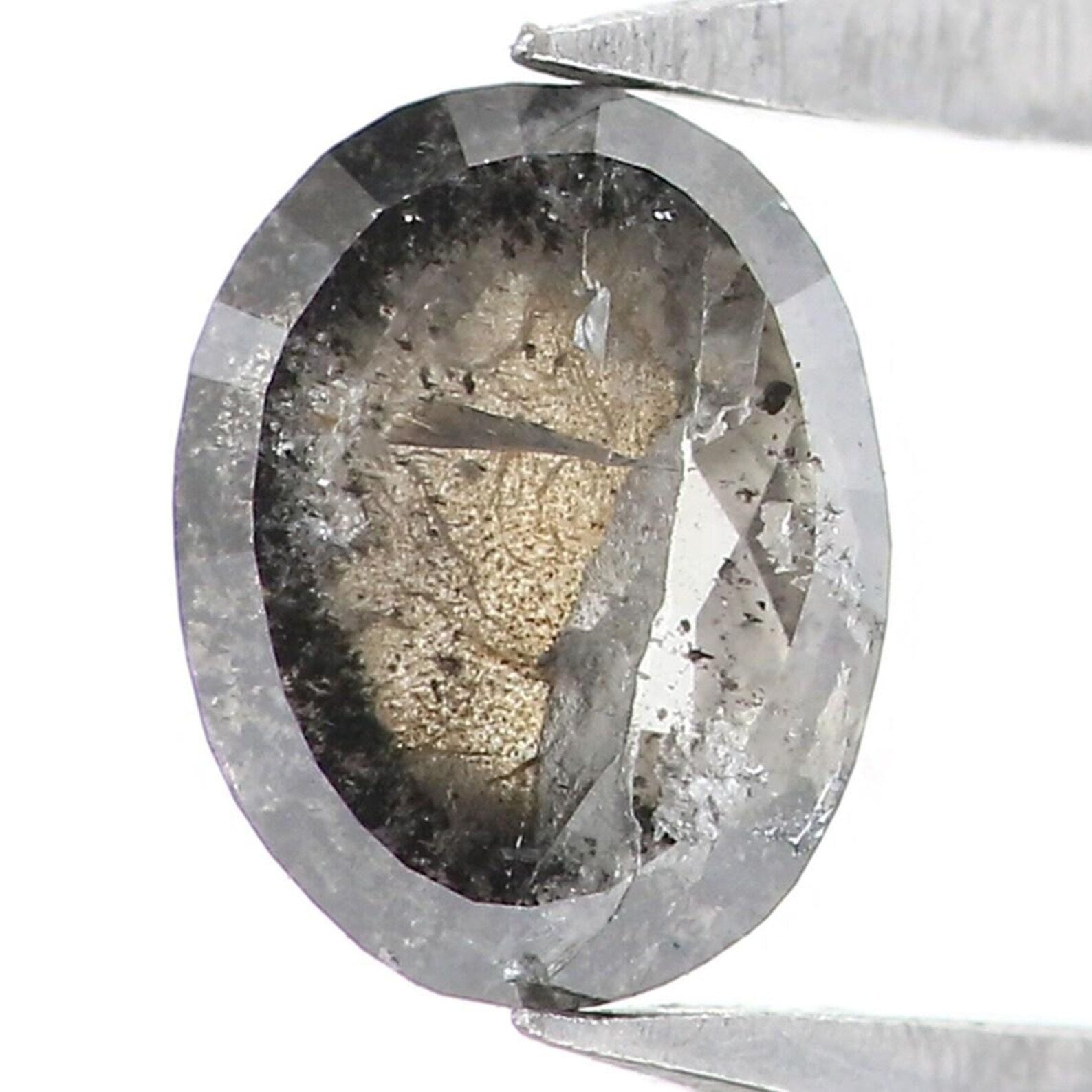 0.36 CT Natural Loose Oval Shape Diamond Salt And Pepper Oval Diamond 5.20 MM Natural Loose Black Grey Color Oval Rose Cut Diamond NQ2111