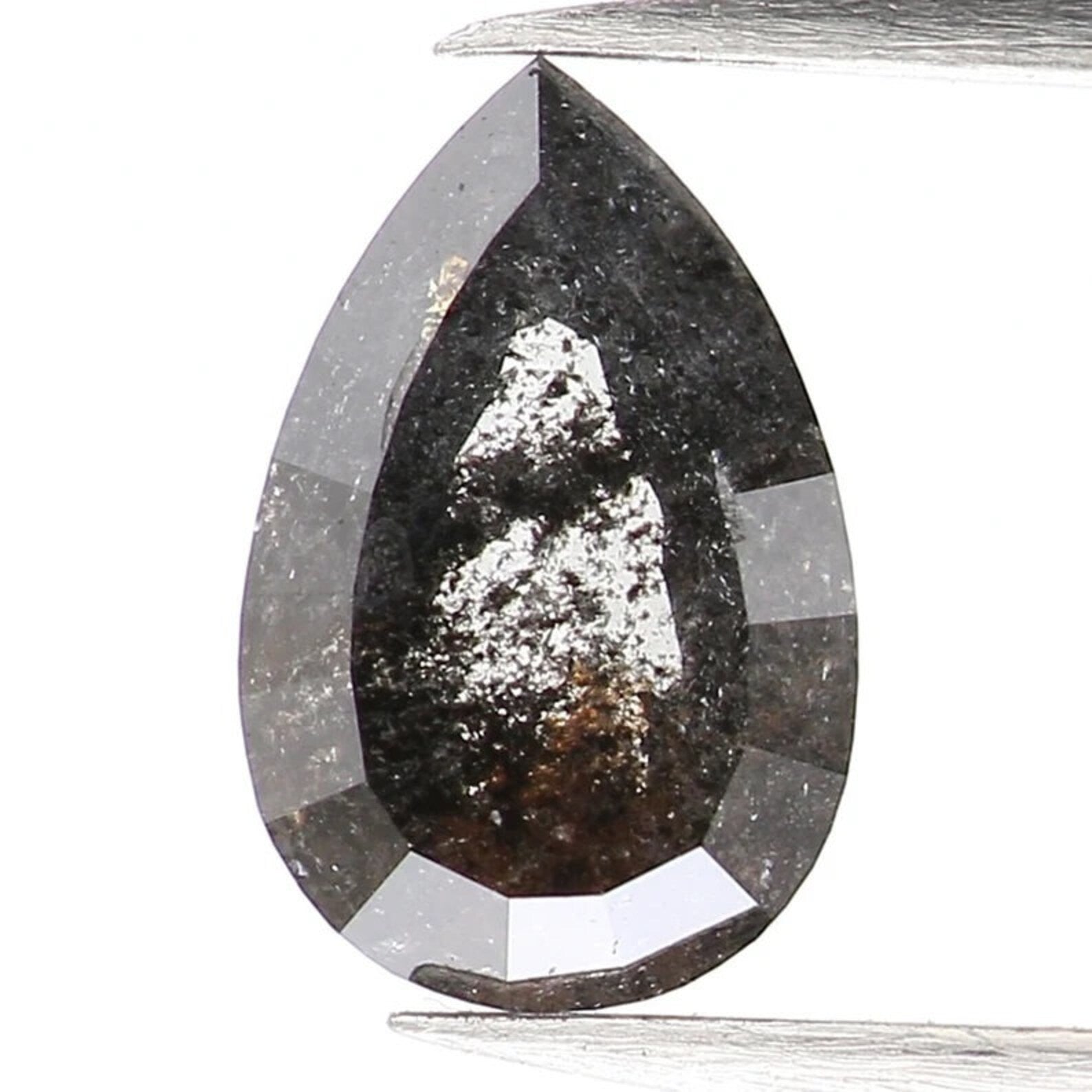 0.36 CT Natural Loose Pear Shape Diamond Salt And Pepper Pear Diamond 6.00 MM Natural Diamond Black Grey Color Pear Rose Cut Diamond NQ1205