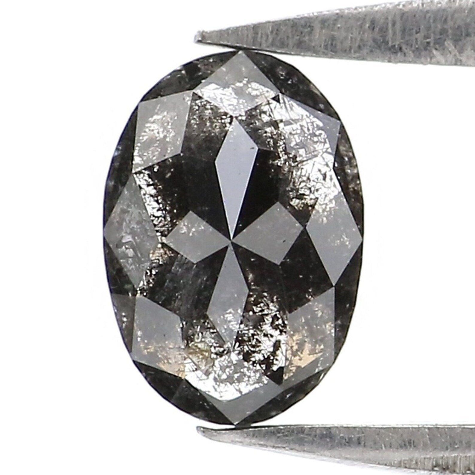 0.56 CT Natural Loose Oval Shape Diamond Salt And Pepper Oval Diamond 6.20 MM Natural Diamond Black Grey Color Oval Rose Cut Diamond NQ2445