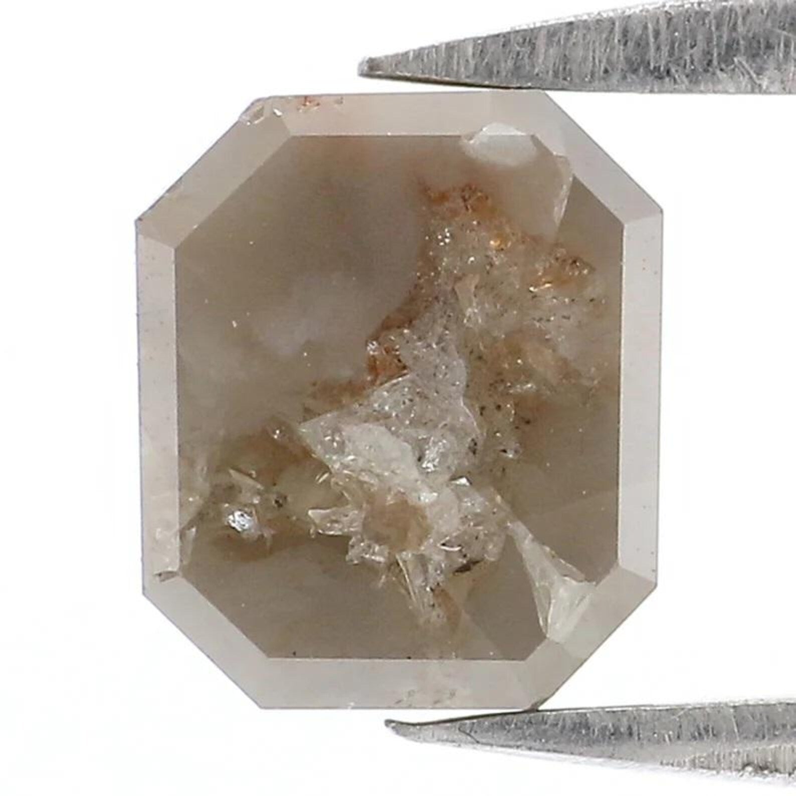 1.42 CT Natural Loose Emerald Shape Diamond Grey Color Emerald Diamond 6.80 MM Natural Loose Brown Color Emerald Rose Cut Diamond NQ2437