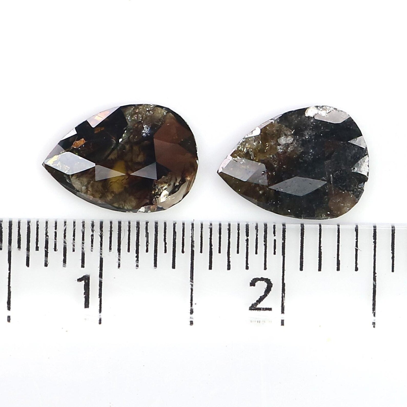 1.31 CT Natural Loose Pear Cut Pair Diamond Black Color Pear Shape Diamond 8.60 MM Natural Diamond Brown Color Pear Rose Cut Diamond NQ2548
