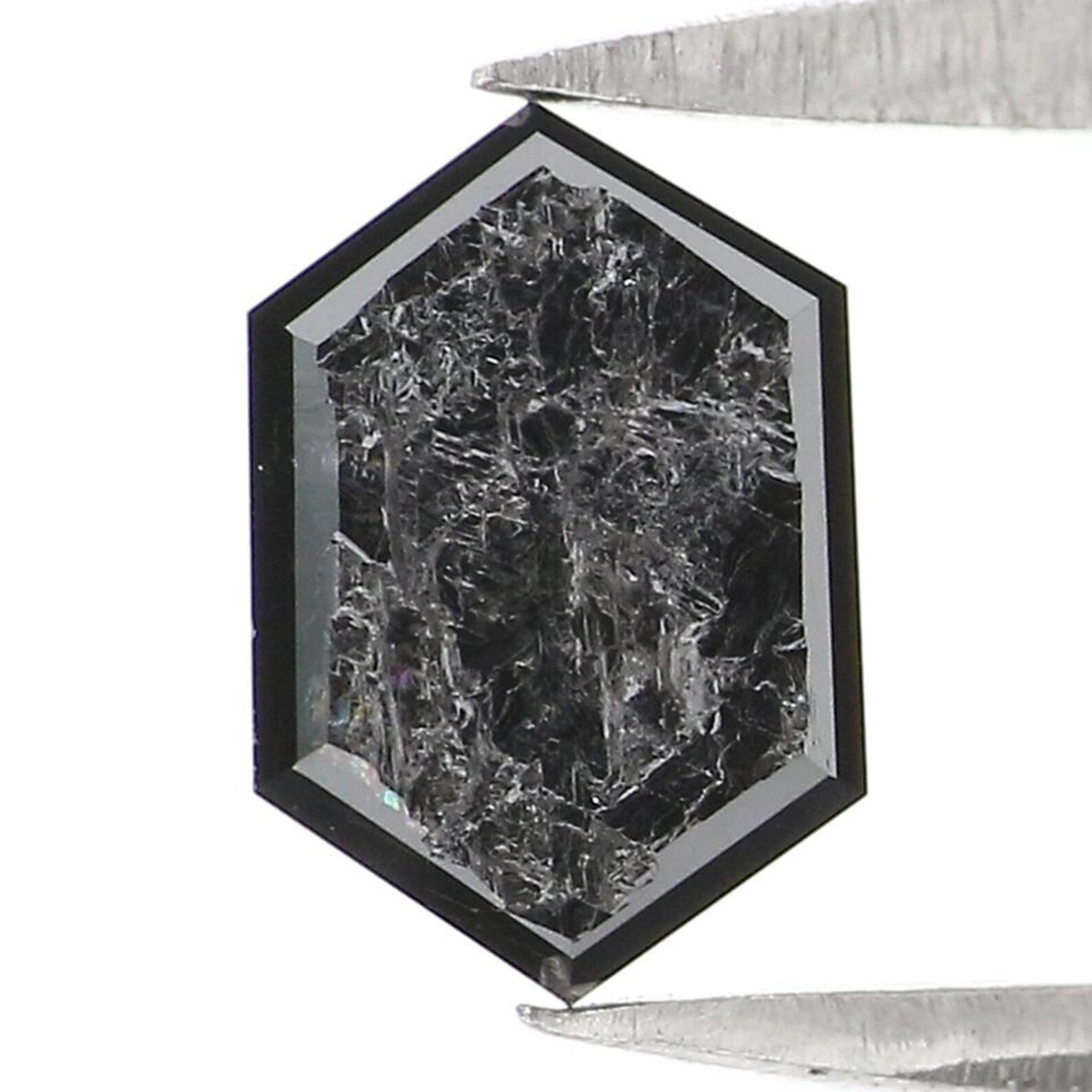 0.56 CT Natural Loose Hexagon Shape Diamond Black Color Hexagon Cut Diamond 6.85 MM Natural Diamond Black Hexagon Rose Cut Diamond QN2233