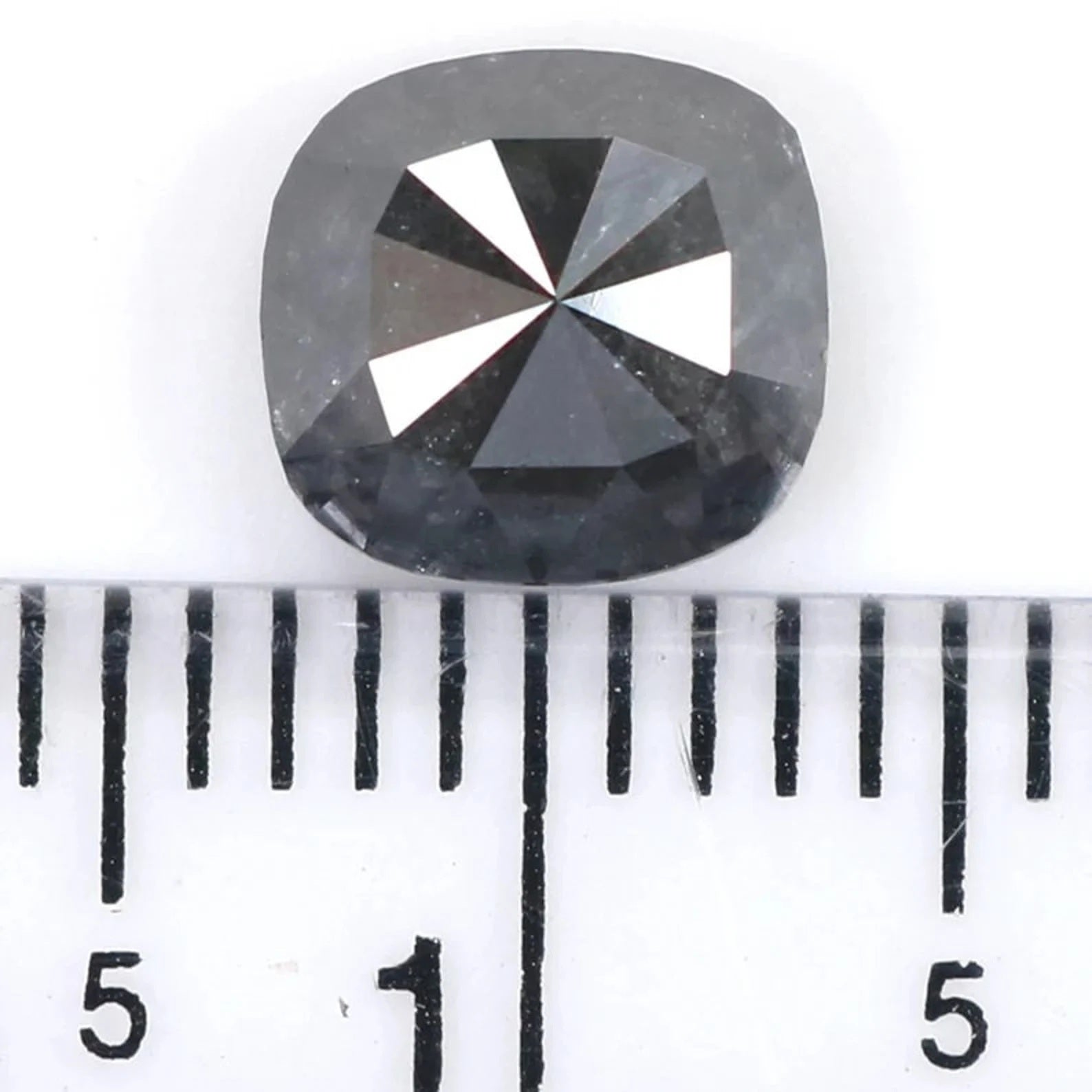 1.41 CT Natural Loose Cushion Shape Diamond Salt And Pepper Cushion Cut Diamond 6.80 MM Natural Black Color Cushion Rose Cut Diamond NQ9062
