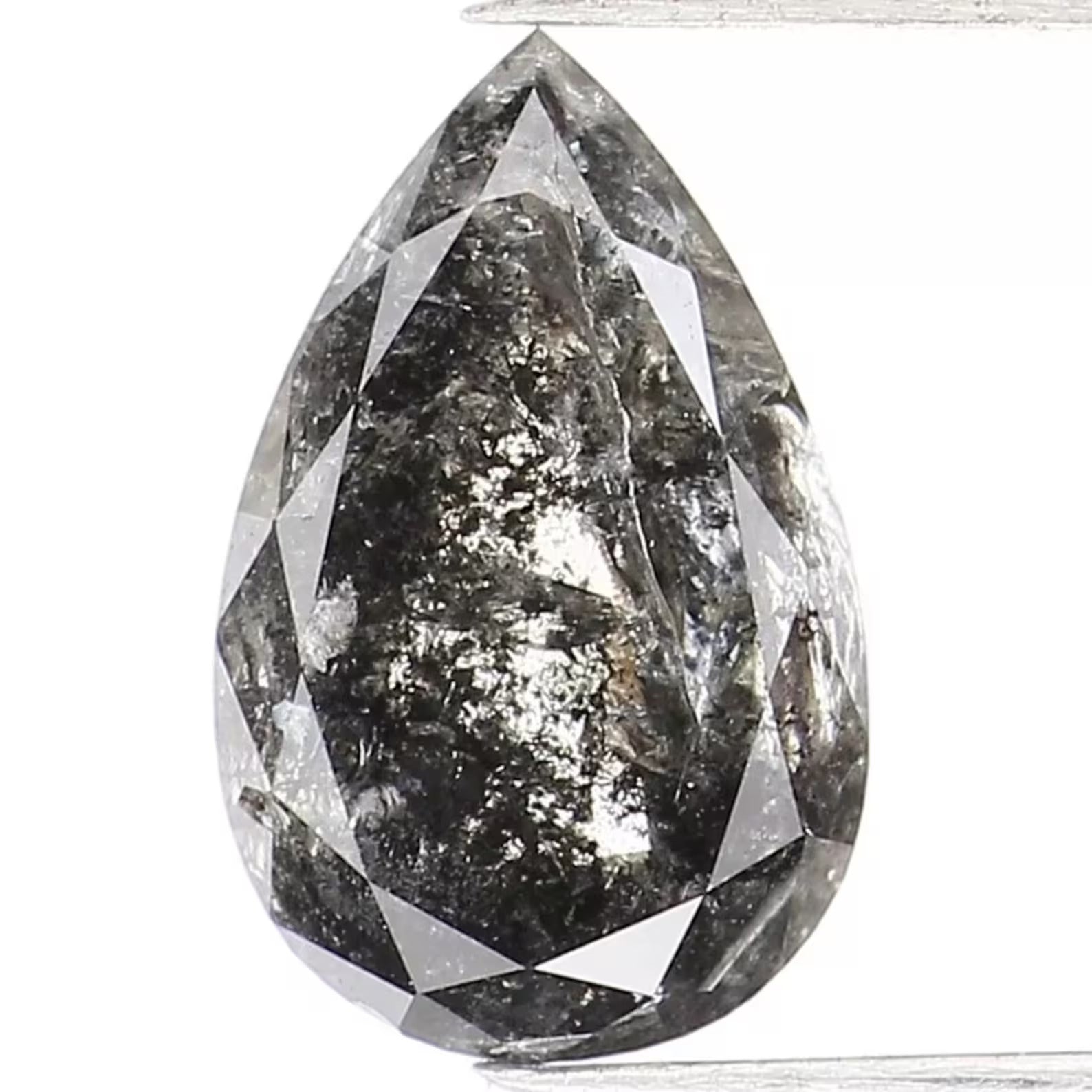 0.86 CT Natural Loose Pear Shape Diamond Salt And Pepper Diamond 8.00 MM Natural Loose Diamond Black Grey Color Pear Rose Cut Diamond QN1434