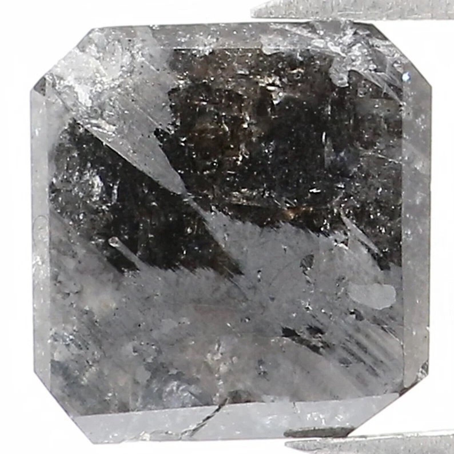 1.48 CT Natural Loose Radiant Shape Diamond Salt And Pepper Radiant Diamond 6.30 MM Natural Black Grey Color Radiant Rose Cut Diamond NQ1596
