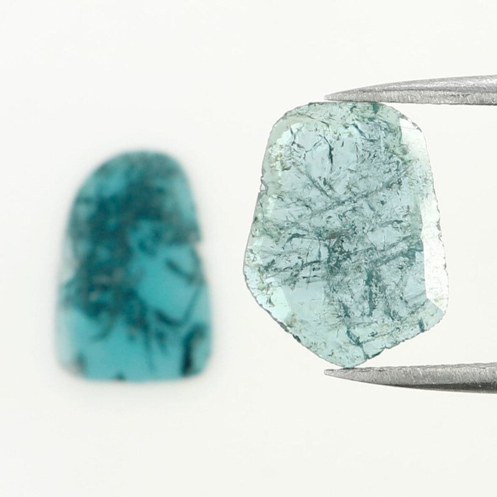 1.60 CT Natural Loose Slice Shape Diamond Blue Color Slice Diamond 12.70 MM Natural Loose Diamond Blue Color Slice Rose Cut Diamond NQ1269