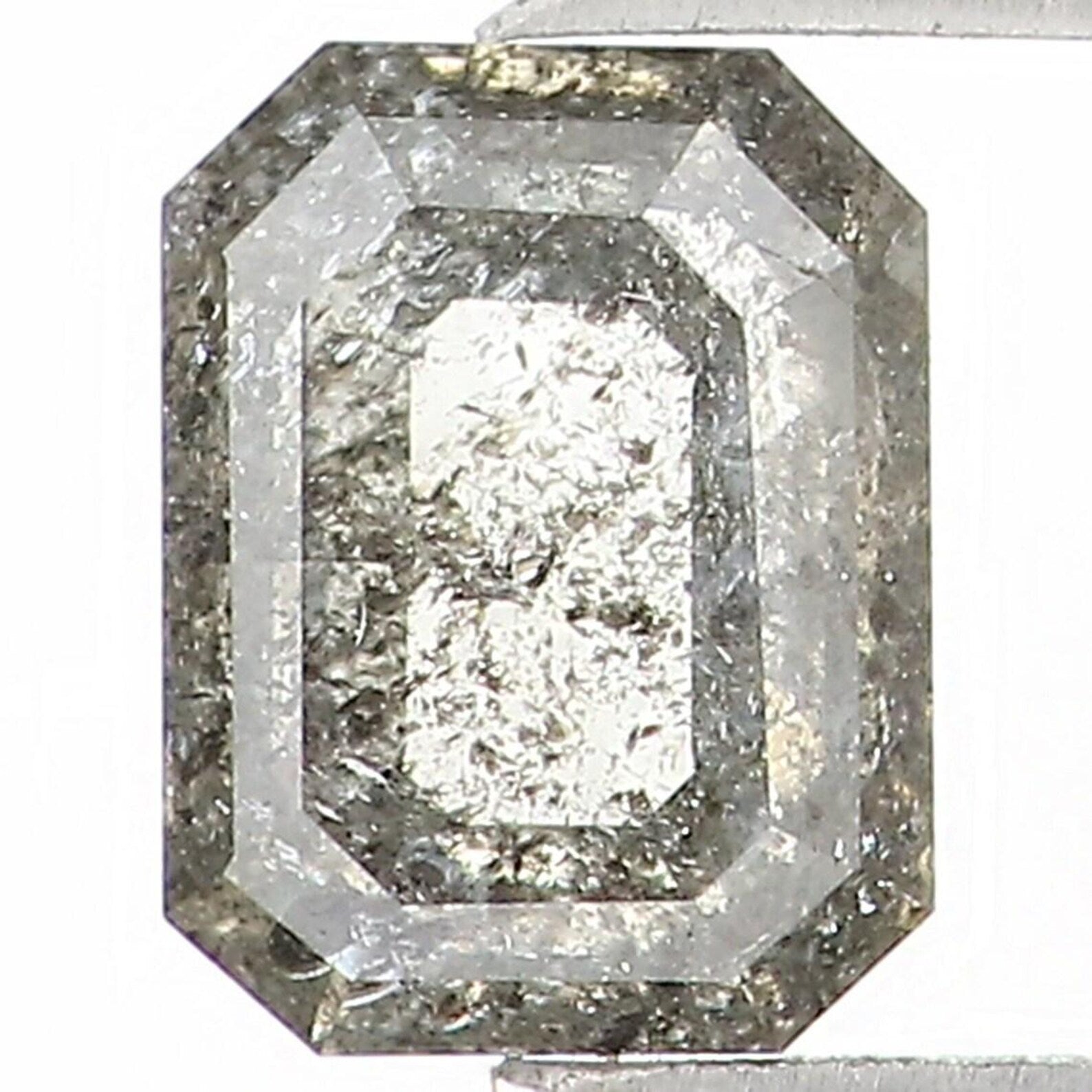 0.39 CT Natural Loose Emerald Shape Diamond Salt And Pepper Emerald Diamond 4.70 MM Natural Black Grey Color Emerald Rose Cut Diamond NQ1510